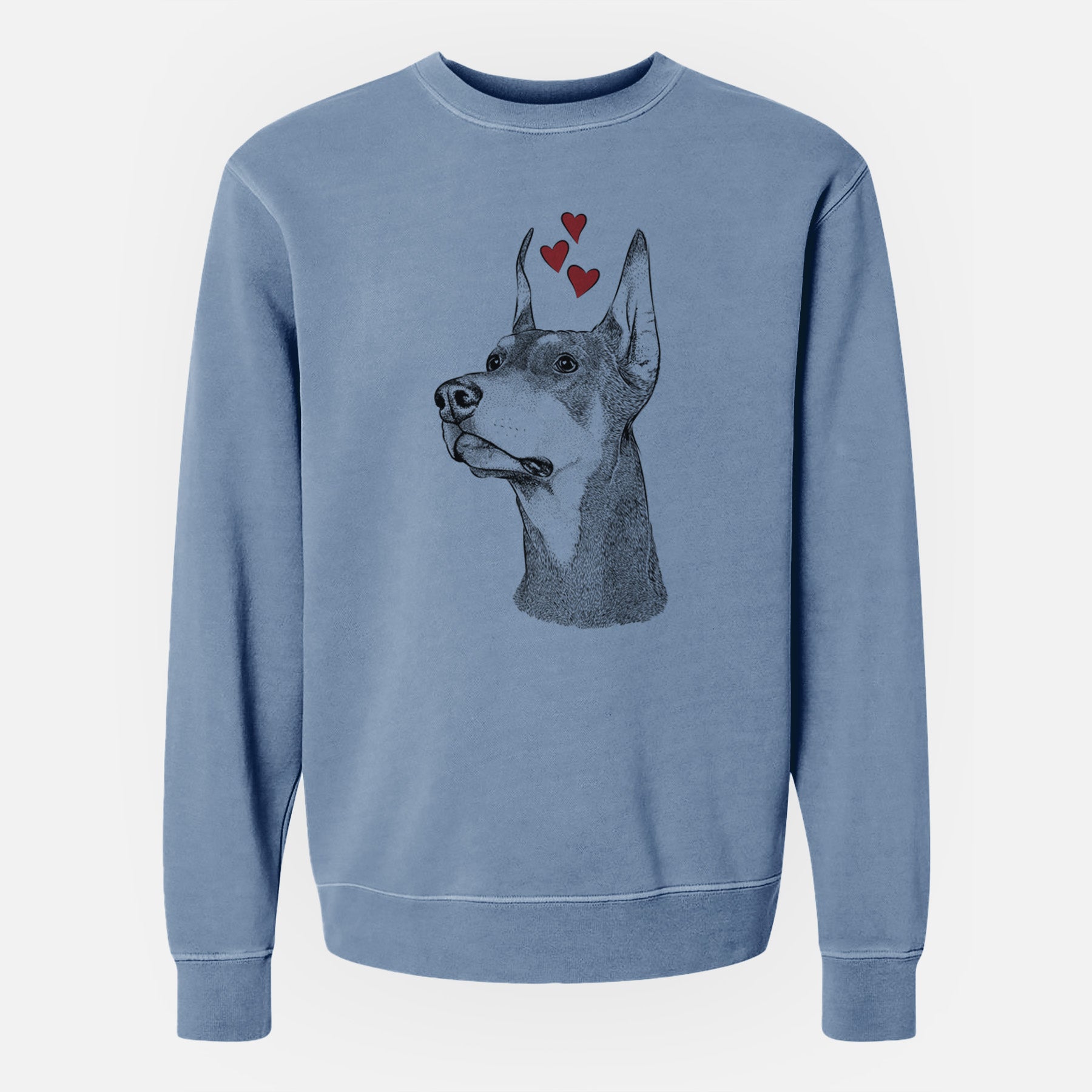 Valentine Cenza the Doberman Pinscher - Unisex Pigment Dyed Crew Sweatshirt