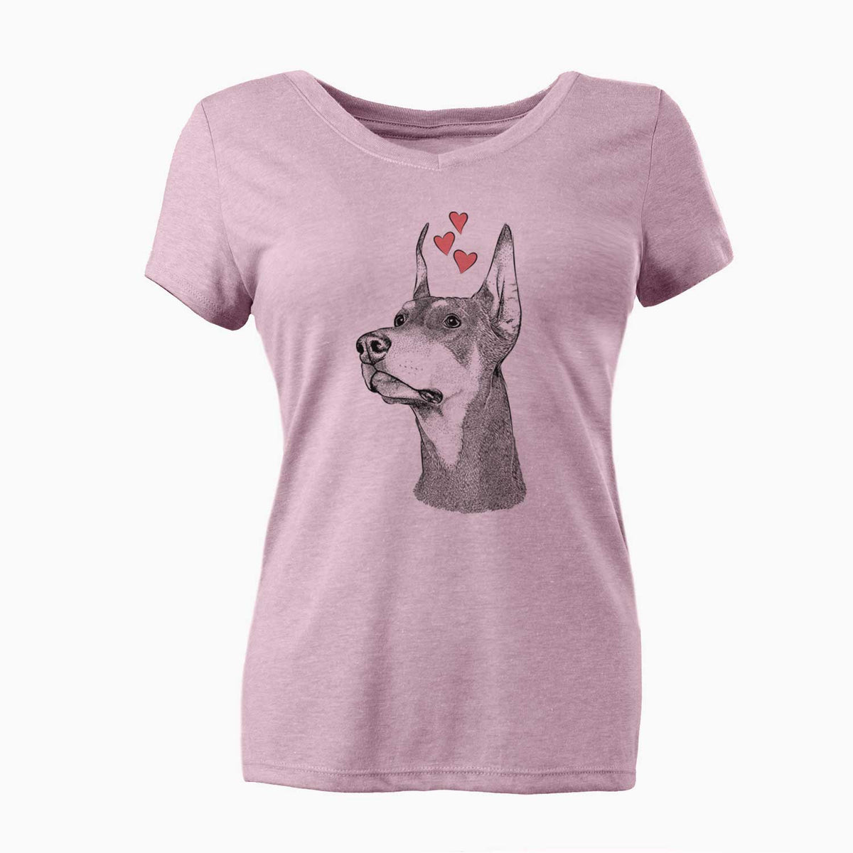 Valentine Cenza the Doberman Pinscher - Women's V-neck Shirt