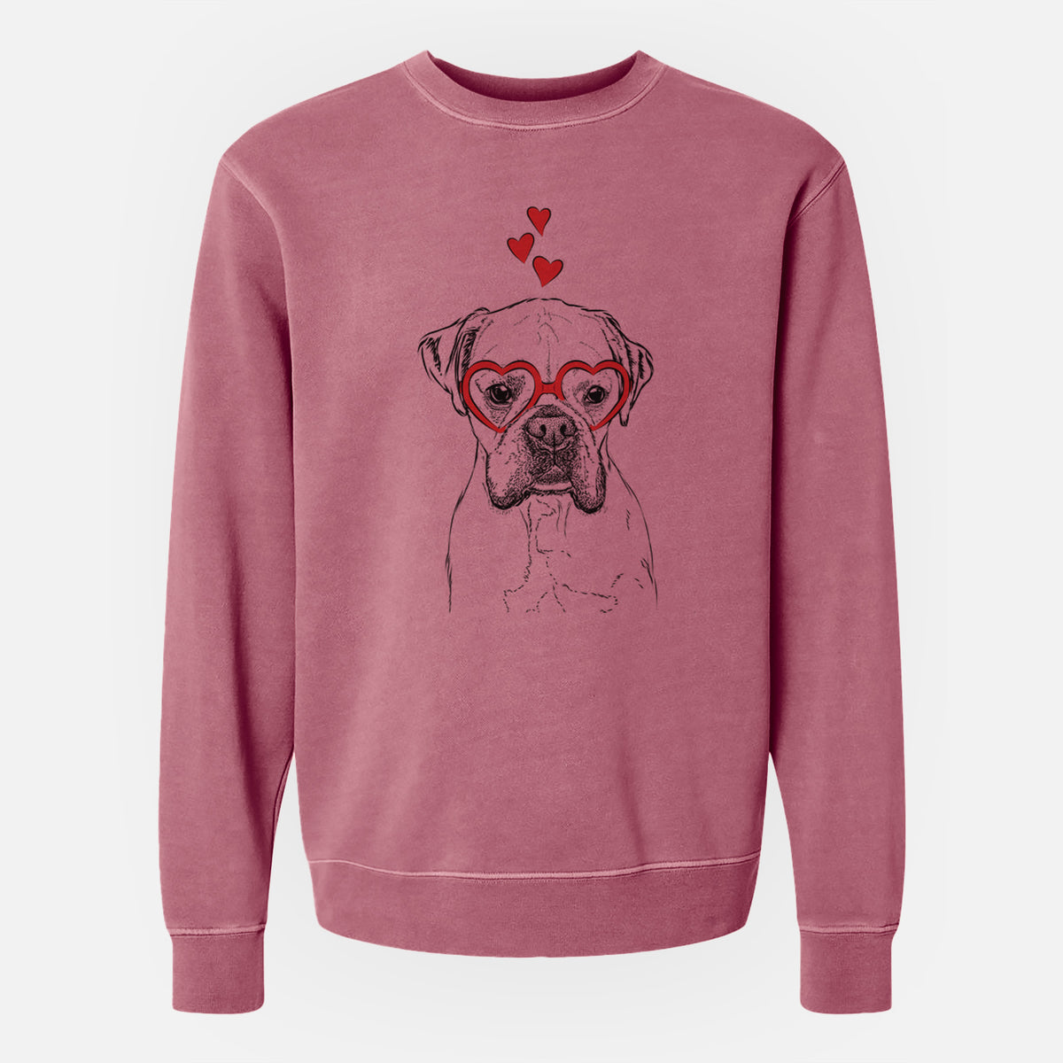 Valentine Champion Bentley the Boxer - Unisex Pigment Dyed Crew Sweatshirt