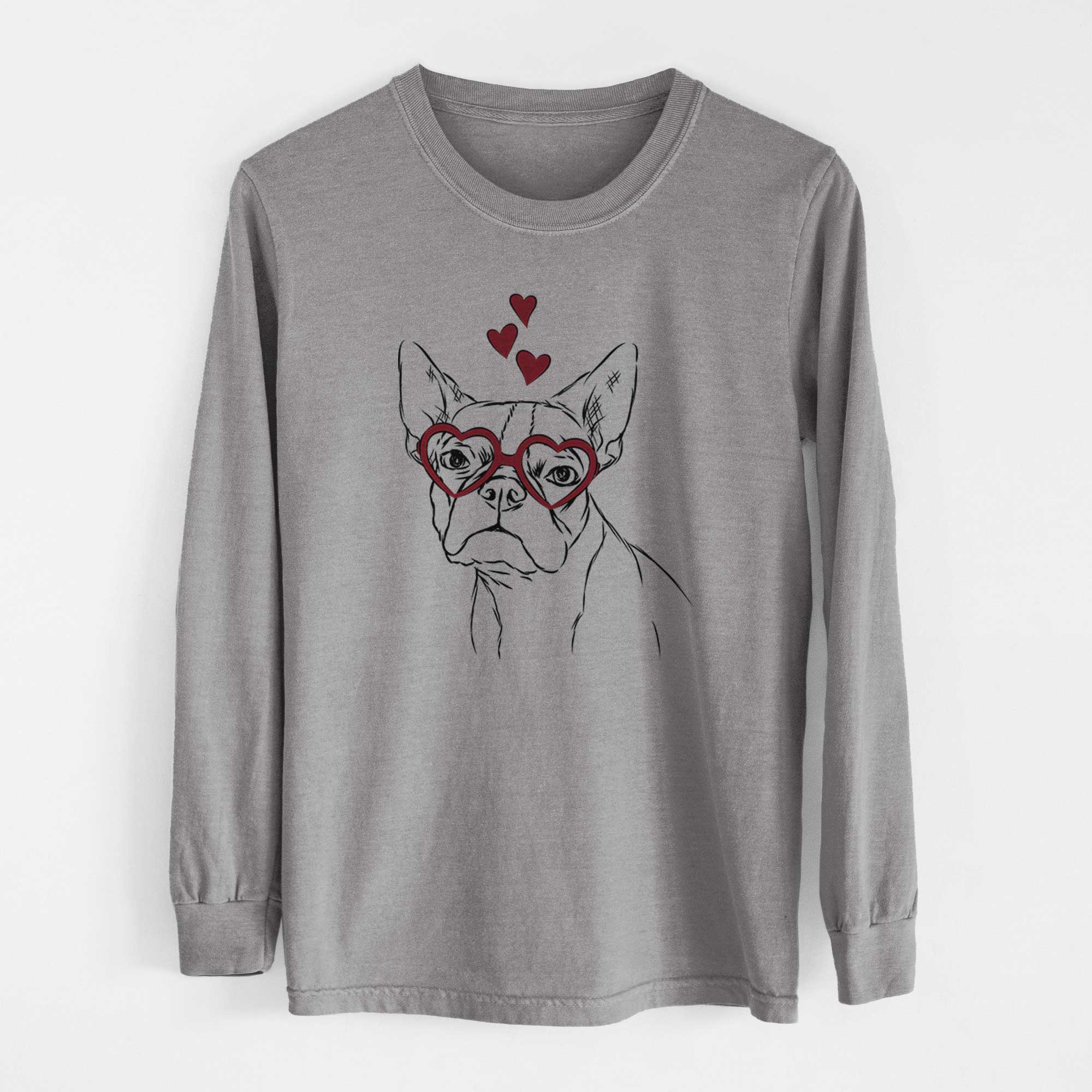 Valentine Charles the Boston Terrier - Heavyweight 100% Cotton Long Sleeve