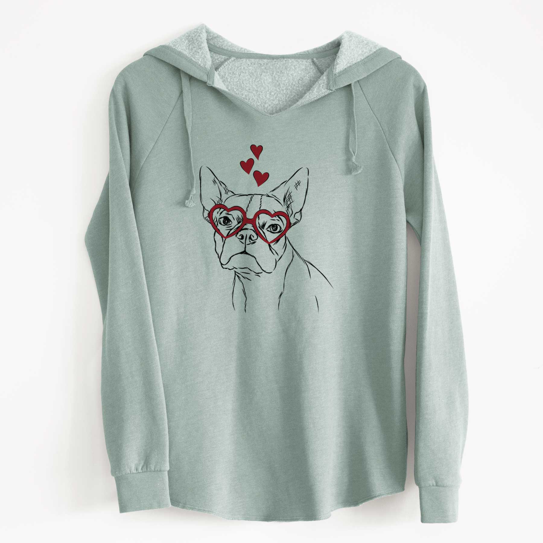 Valentine Charles the Boston Terrier - Cali Wave Hooded Sweatshirt