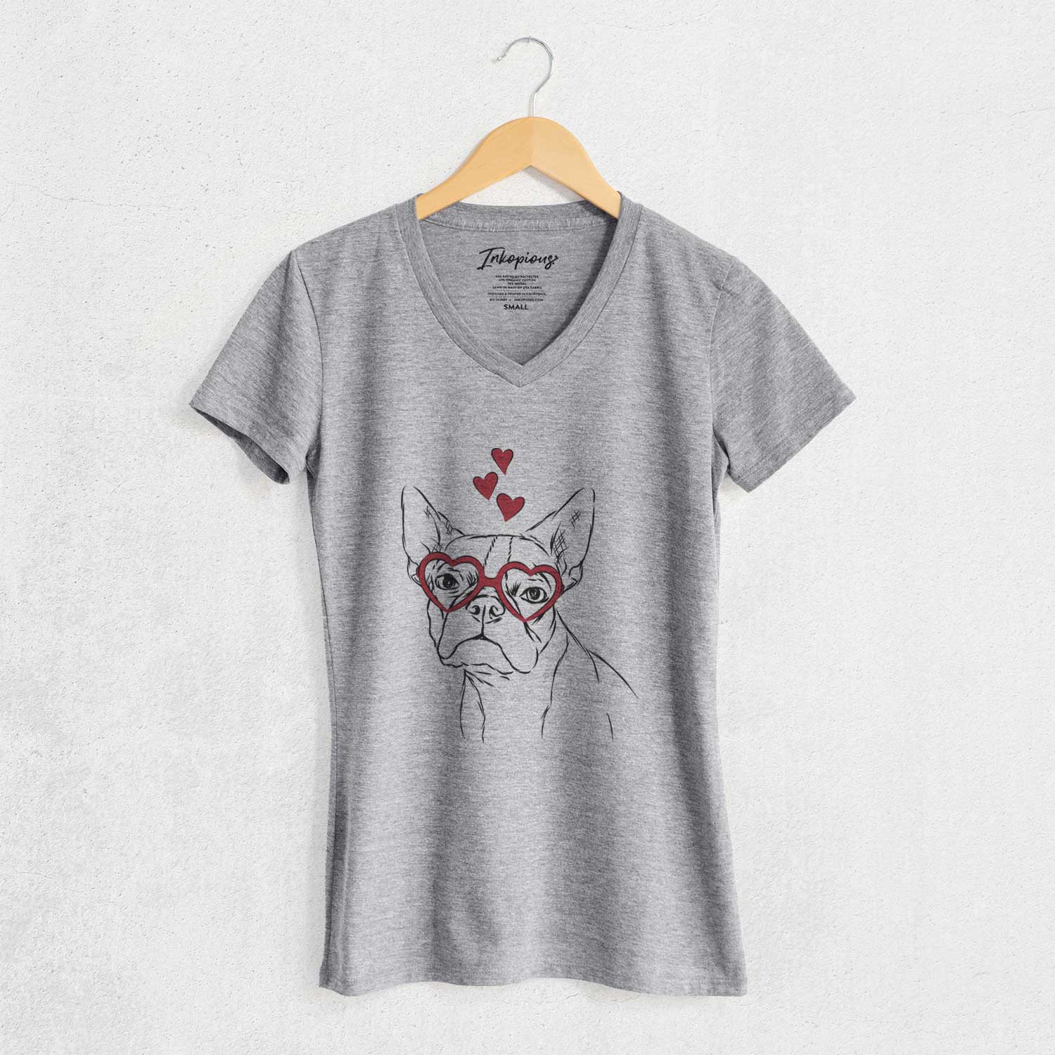 Valentine Charles the Boston Terrier - Women's V-neck Shirt