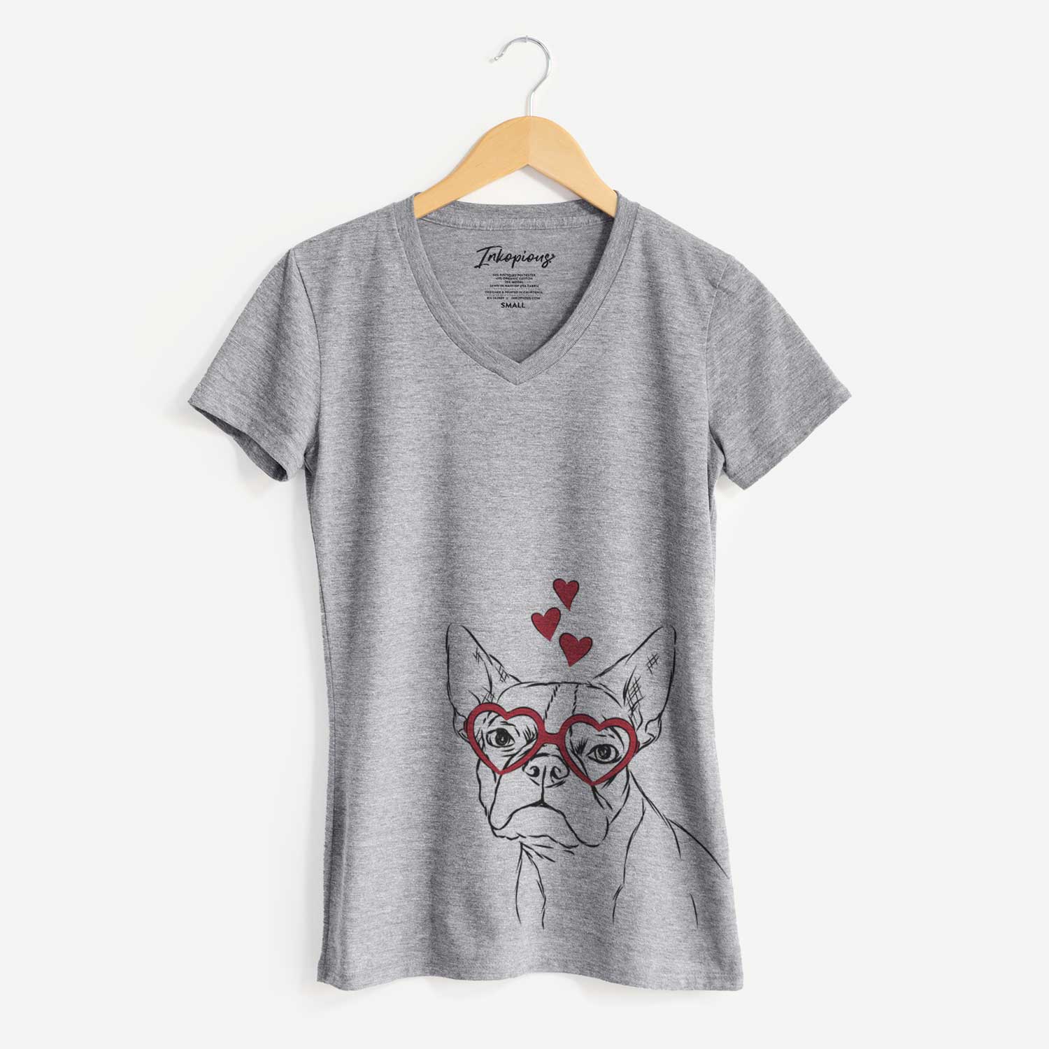 Valentine Charles the Boston Terrier - Women's V-neck Shirt