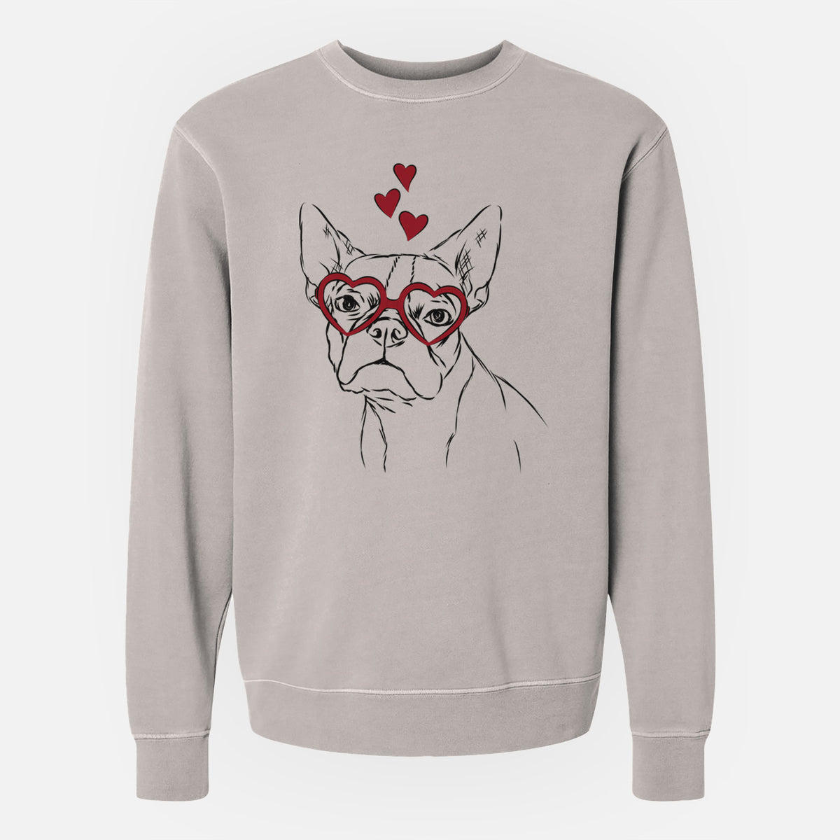 Valentine Charles the Boston Terrier - Unisex Pigment Dyed Crew Sweatshirt