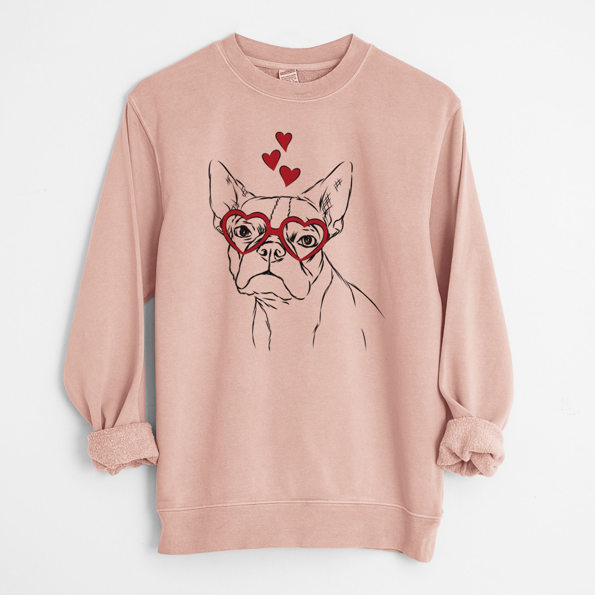 Valentine Charles the Boston Terrier - Unisex Pigment Dyed Crew Sweatshirt