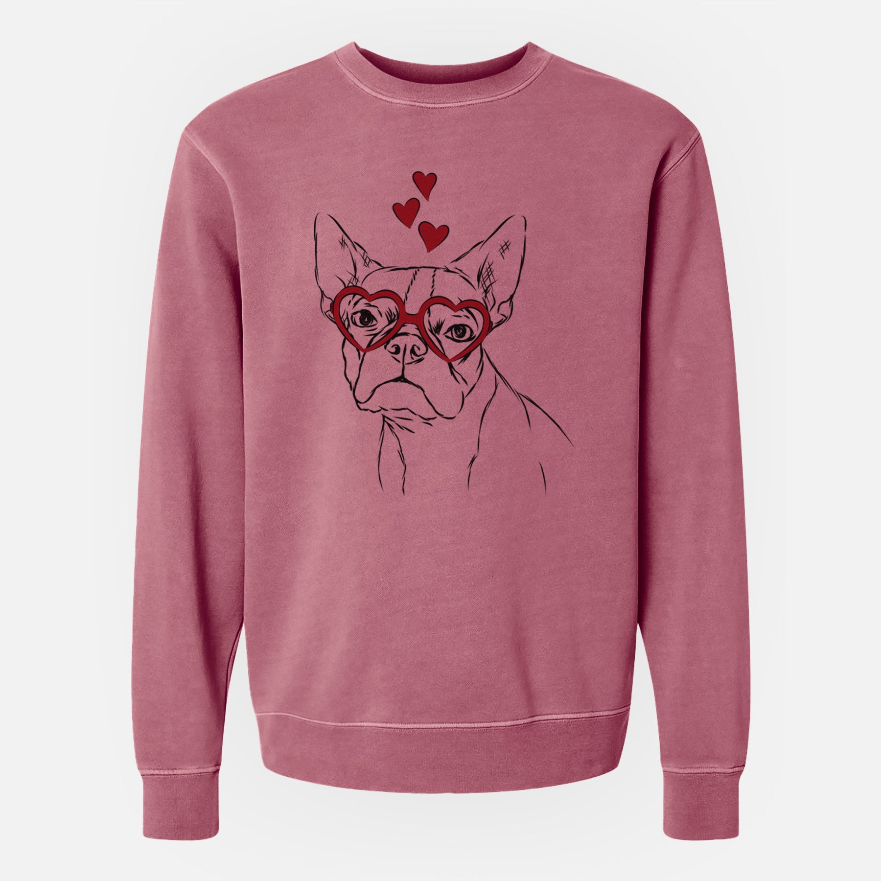 Valentine Charles the Boston Terrier - Unisex Pigment Dyed Crew Sweatshirt