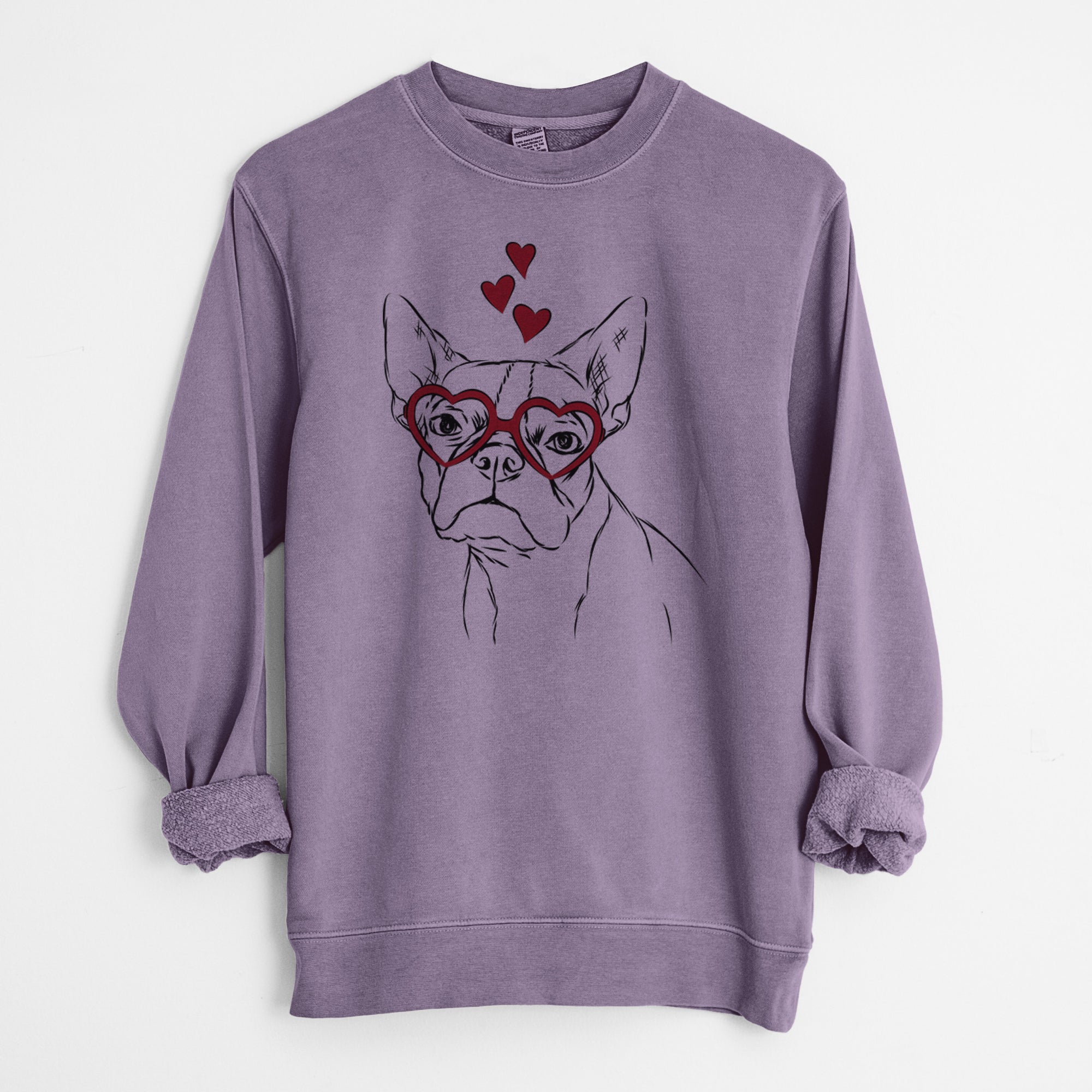 Valentine Charles the Boston Terrier - Unisex Pigment Dyed Crew Sweatshirt