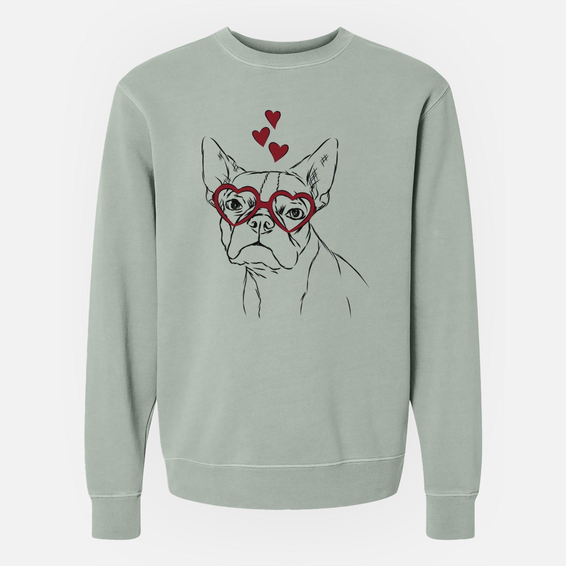 Valentine Charles the Boston Terrier - Unisex Pigment Dyed Crew Sweatshirt