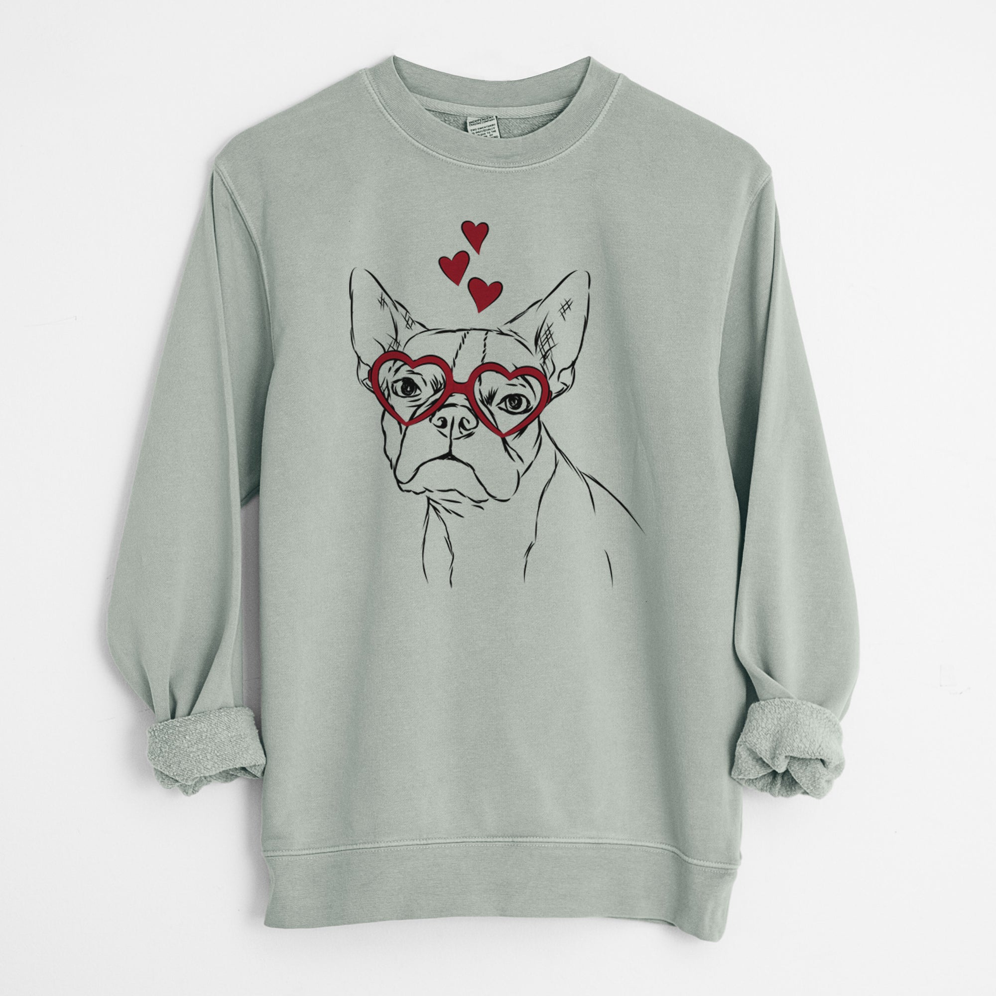 Valentine Charles the Boston Terrier - Unisex Pigment Dyed Crew Sweatshirt