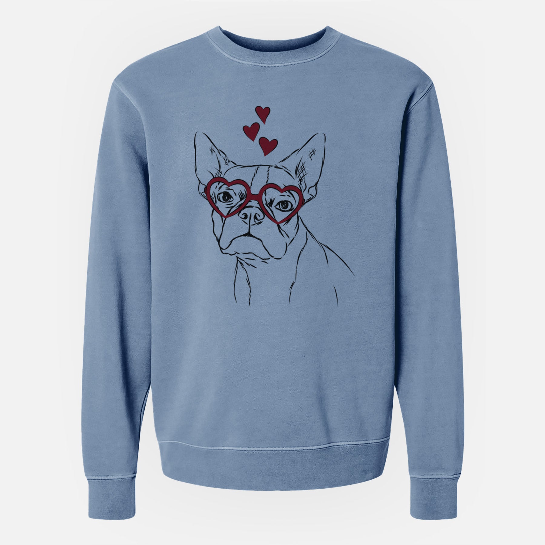 Valentine Charles the Boston Terrier - Unisex Pigment Dyed Crew Sweatshirt