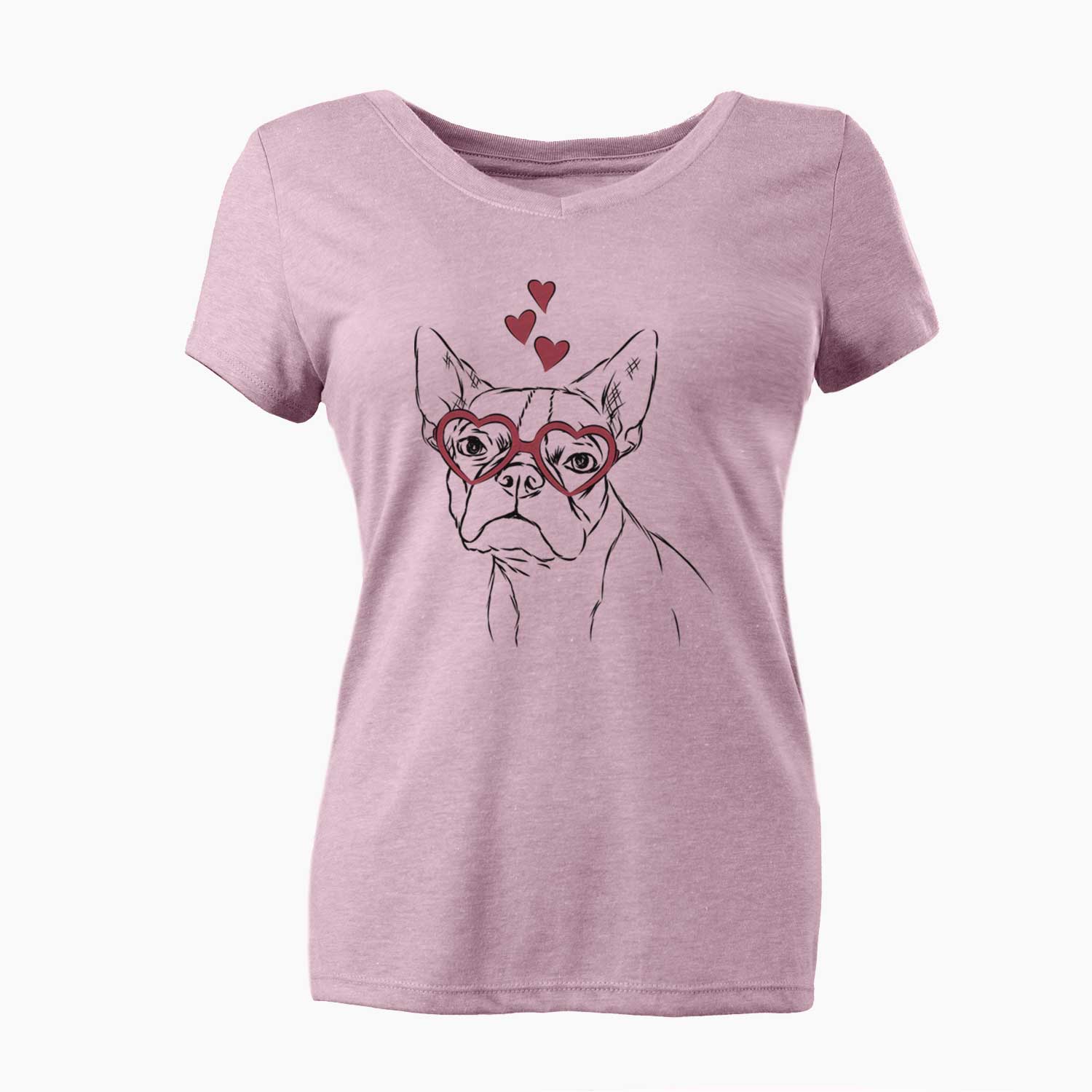 Valentine Charles the Boston Terrier - Women's V-neck Shirt