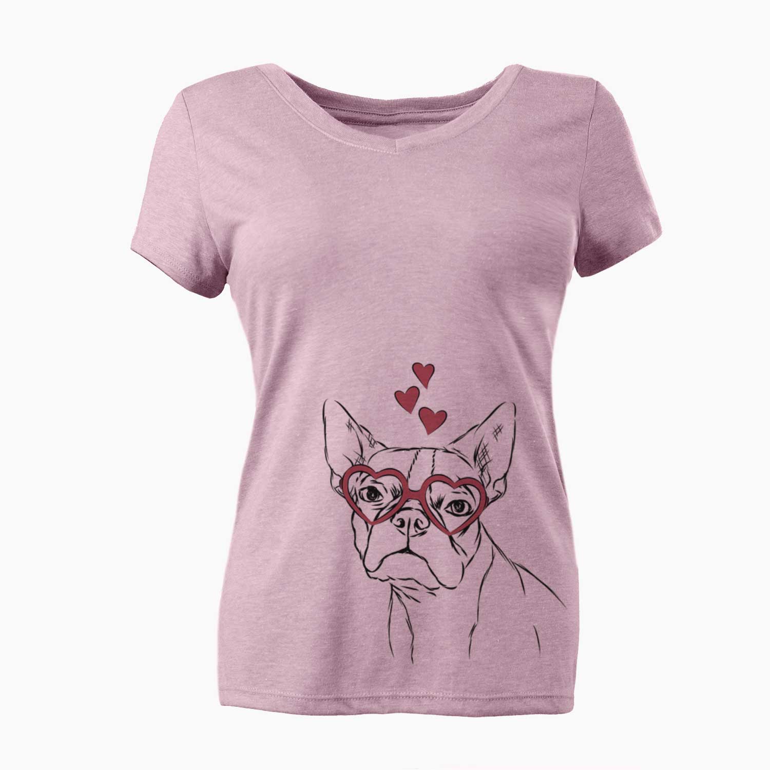 Valentine Charles the Boston Terrier - Women's V-neck Shirt