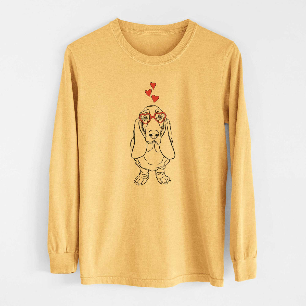 Valentine Charlie the Basset Hound - Heavyweight 100% Cotton Long Sleeve
