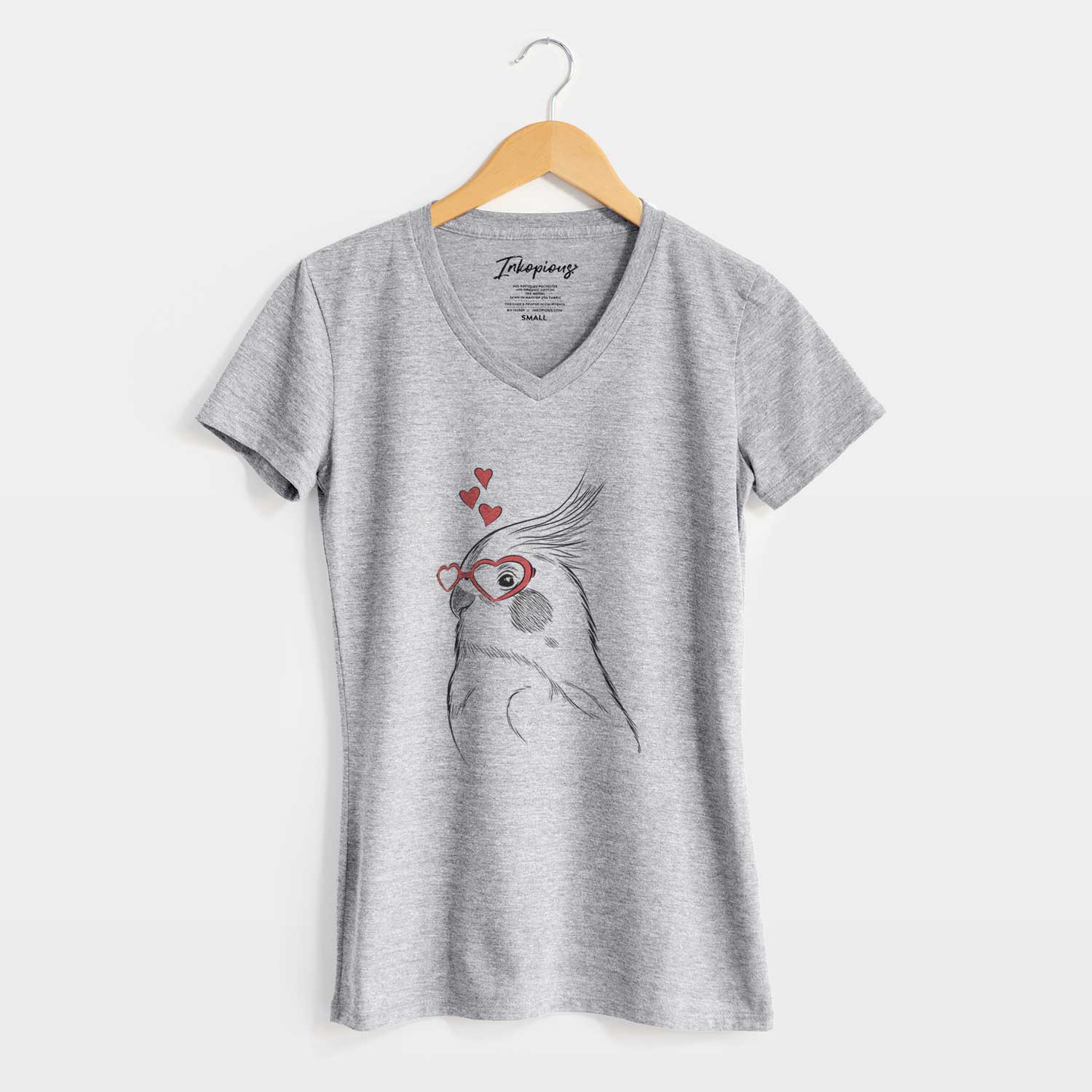 Valentine Charlie the Cockatiel - Women's V-neck Shirt