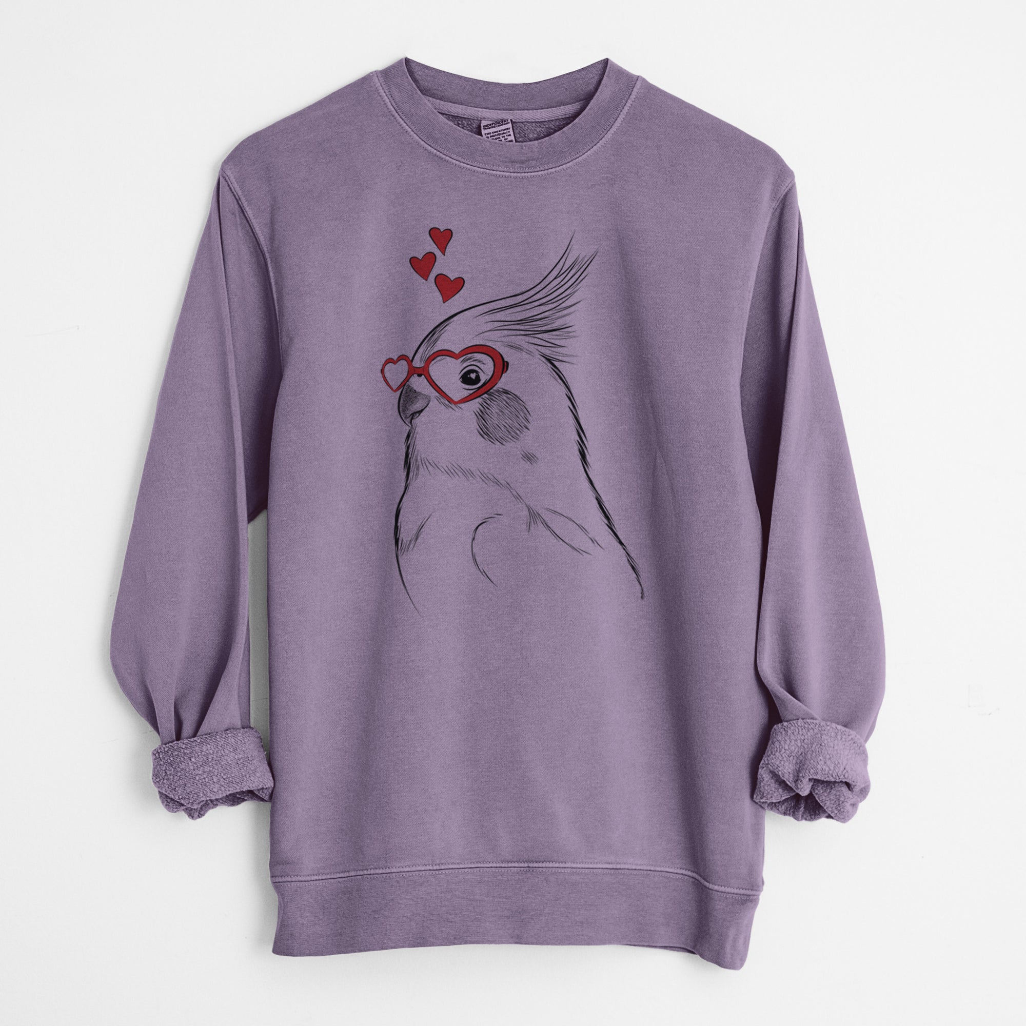 Valentine Charlie the Cockatiel - Unisex Pigment Dyed Crew Sweatshirt