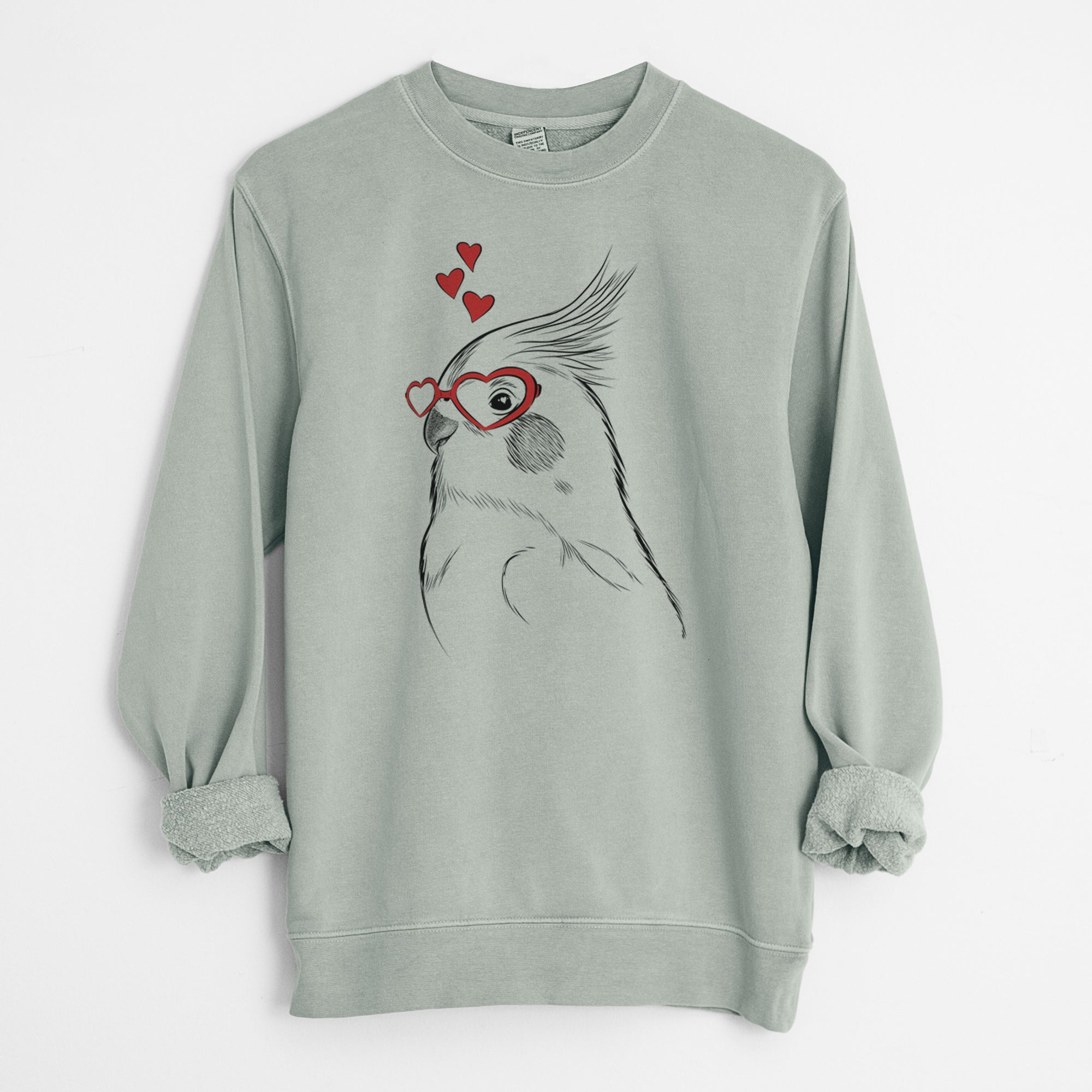 Valentine Charlie the Cockatiel - Unisex Pigment Dyed Crew Sweatshirt