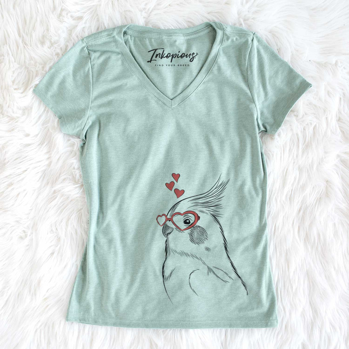 Valentine Charlie the Cockatiel - Women&#39;s V-neck Shirt