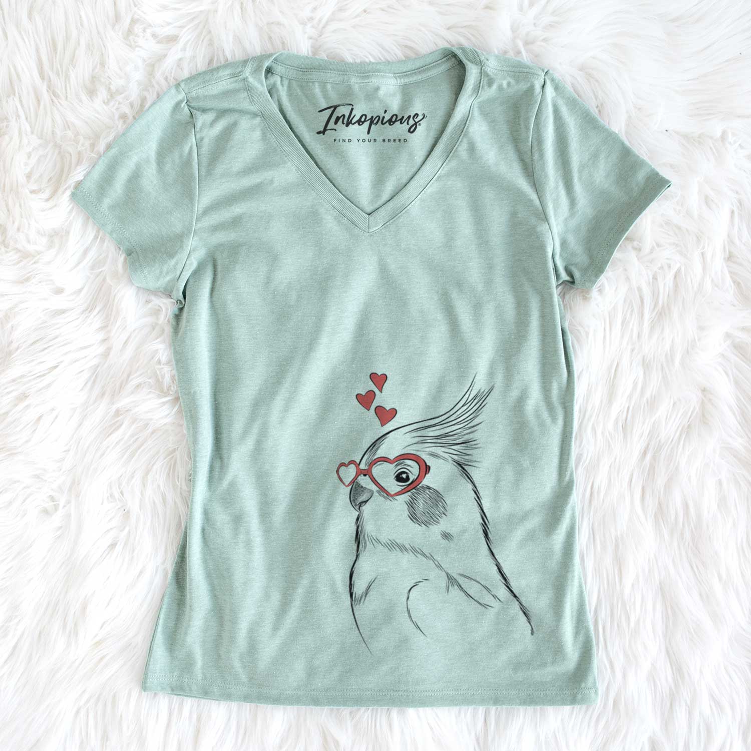 Valentine Charlie the Cockatiel - Women's V-neck Shirt