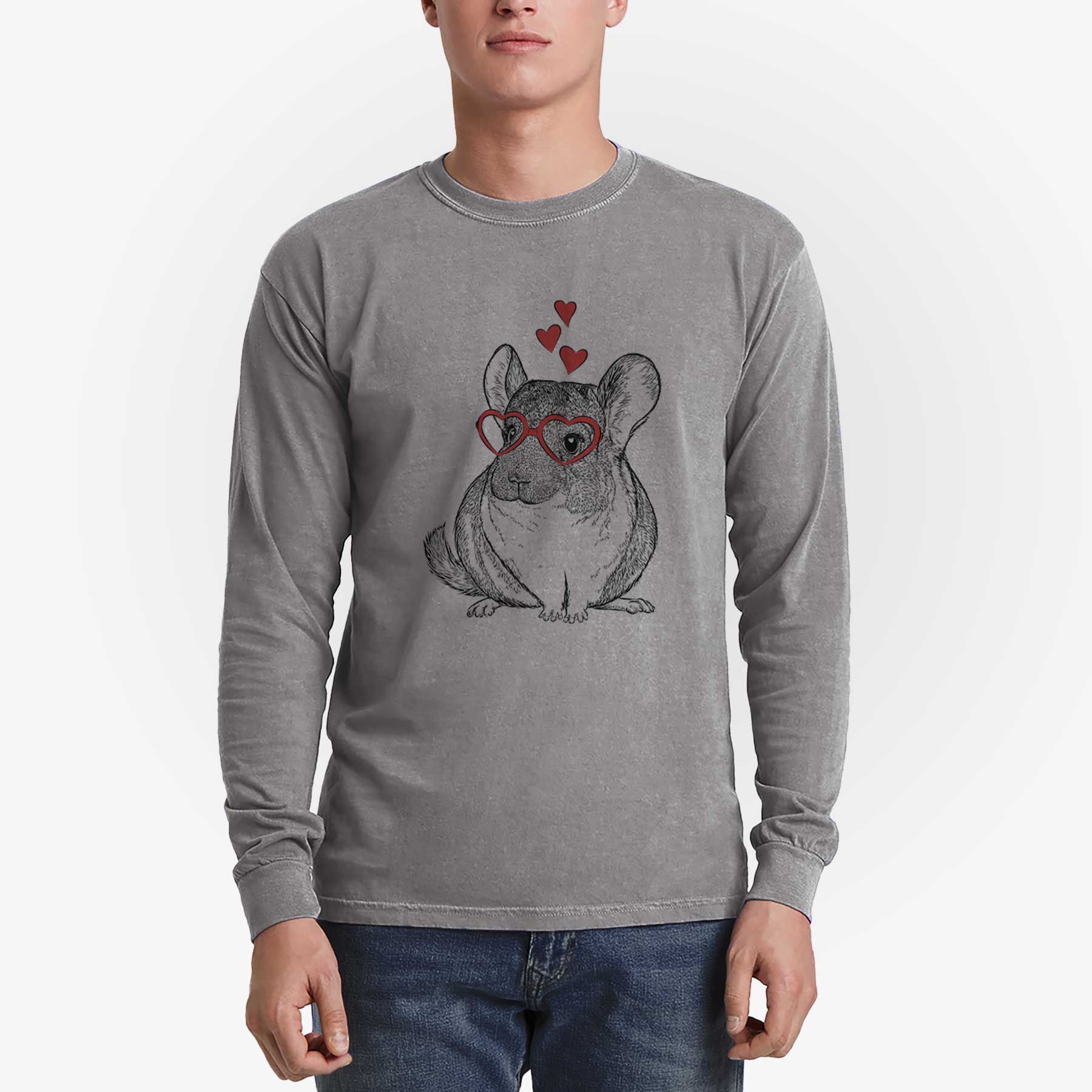 Valentine Cheddar the Chinchilla - Heavyweight 100% Cotton Long Sleeve