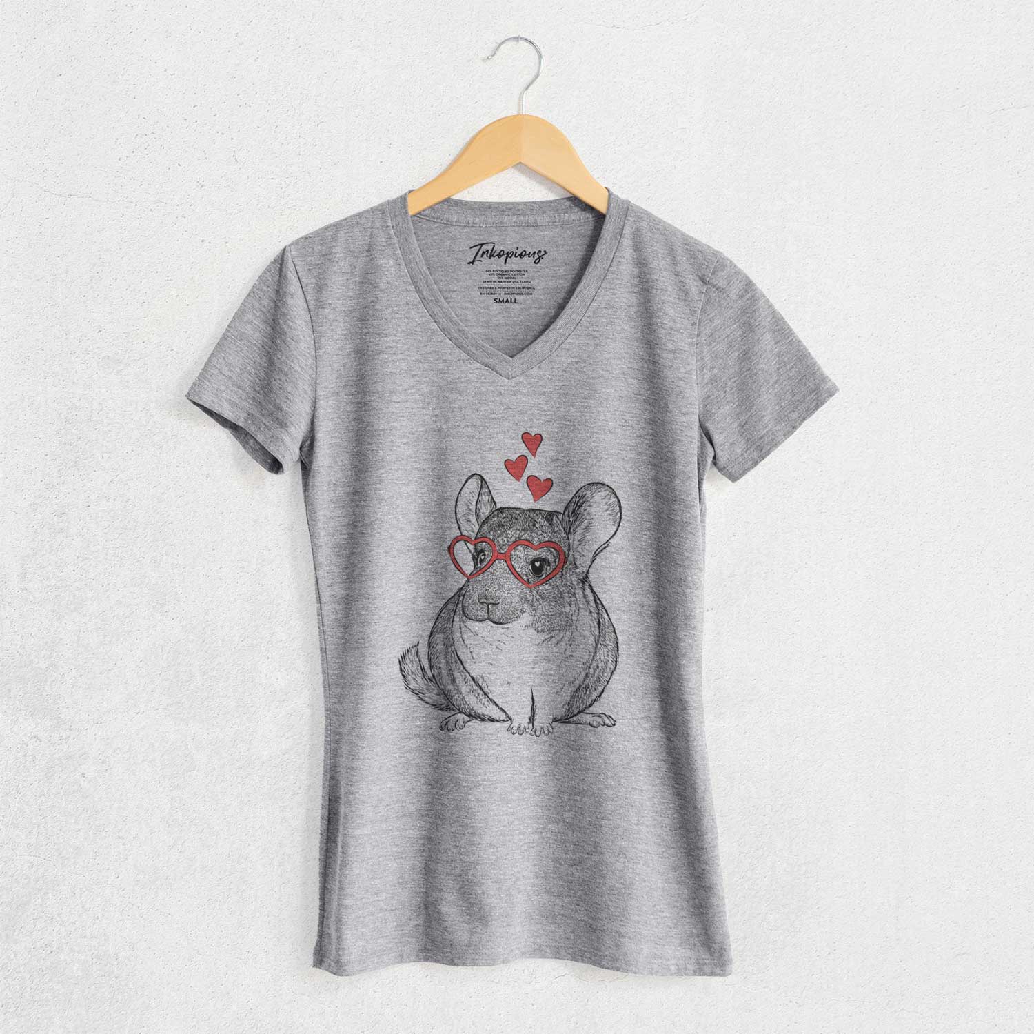 Valentine Cheddar the Chinchilla - Women's V-neck Shirt