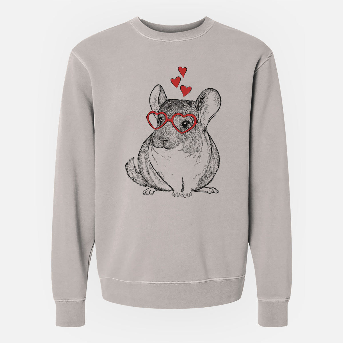 Valentine Cheddar the Chinchilla - Unisex Pigment Dyed Crew Sweatshirt