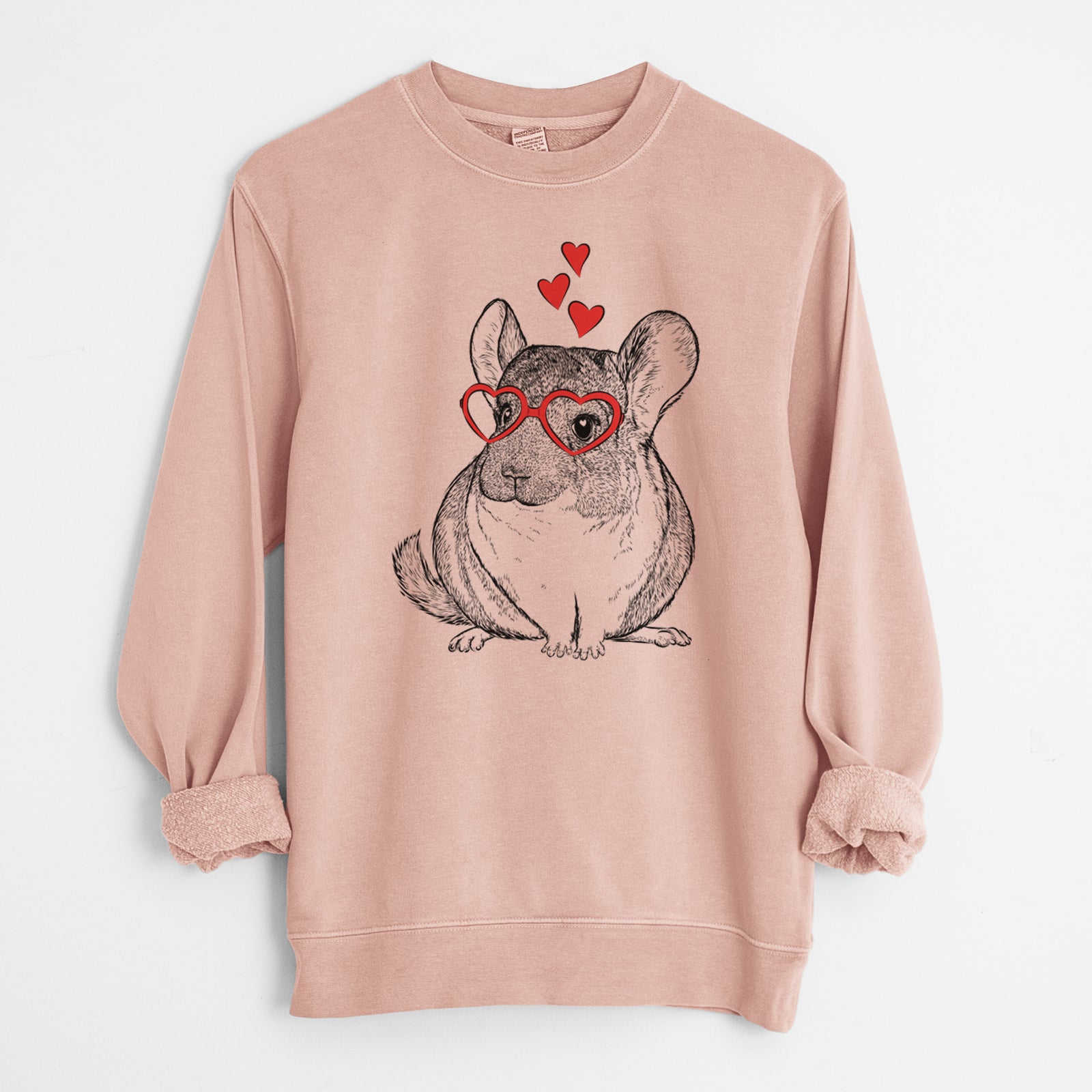 Valentine Cheddar the Chinchilla - Unisex Pigment Dyed Crew Sweatshirt