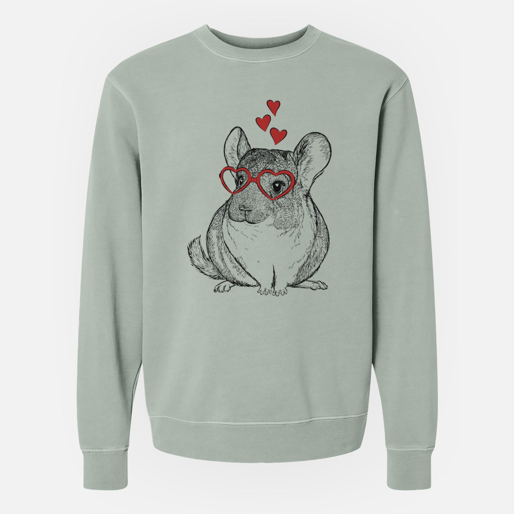 Valentine Cheddar the Chinchilla - Unisex Pigment Dyed Crew Sweatshirt