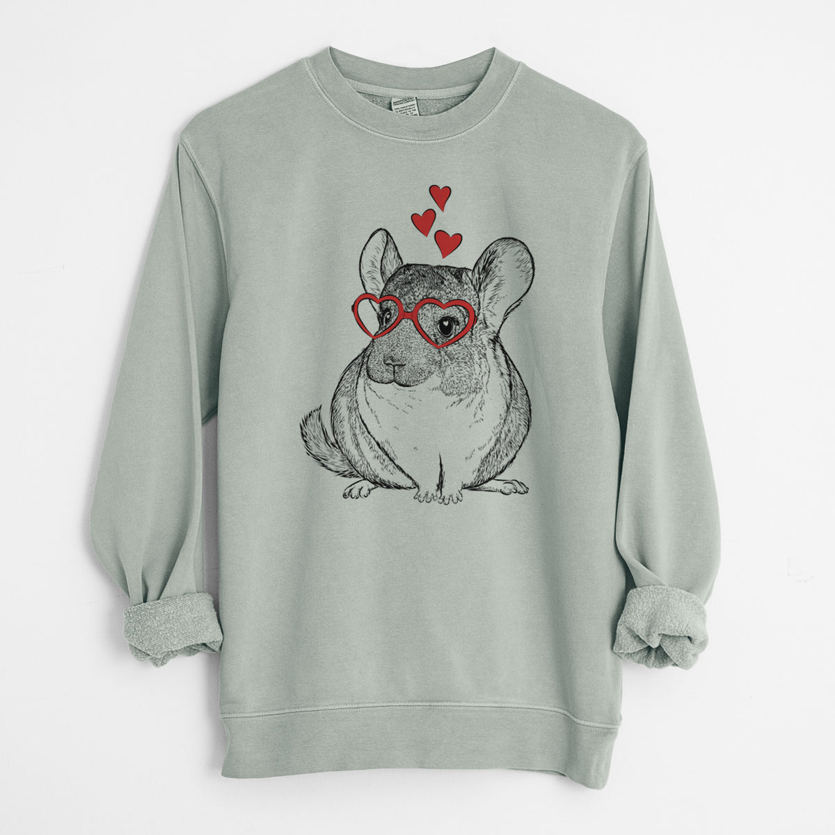 Valentine Cheddar the Chinchilla - Unisex Pigment Dyed Crew Sweatshirt