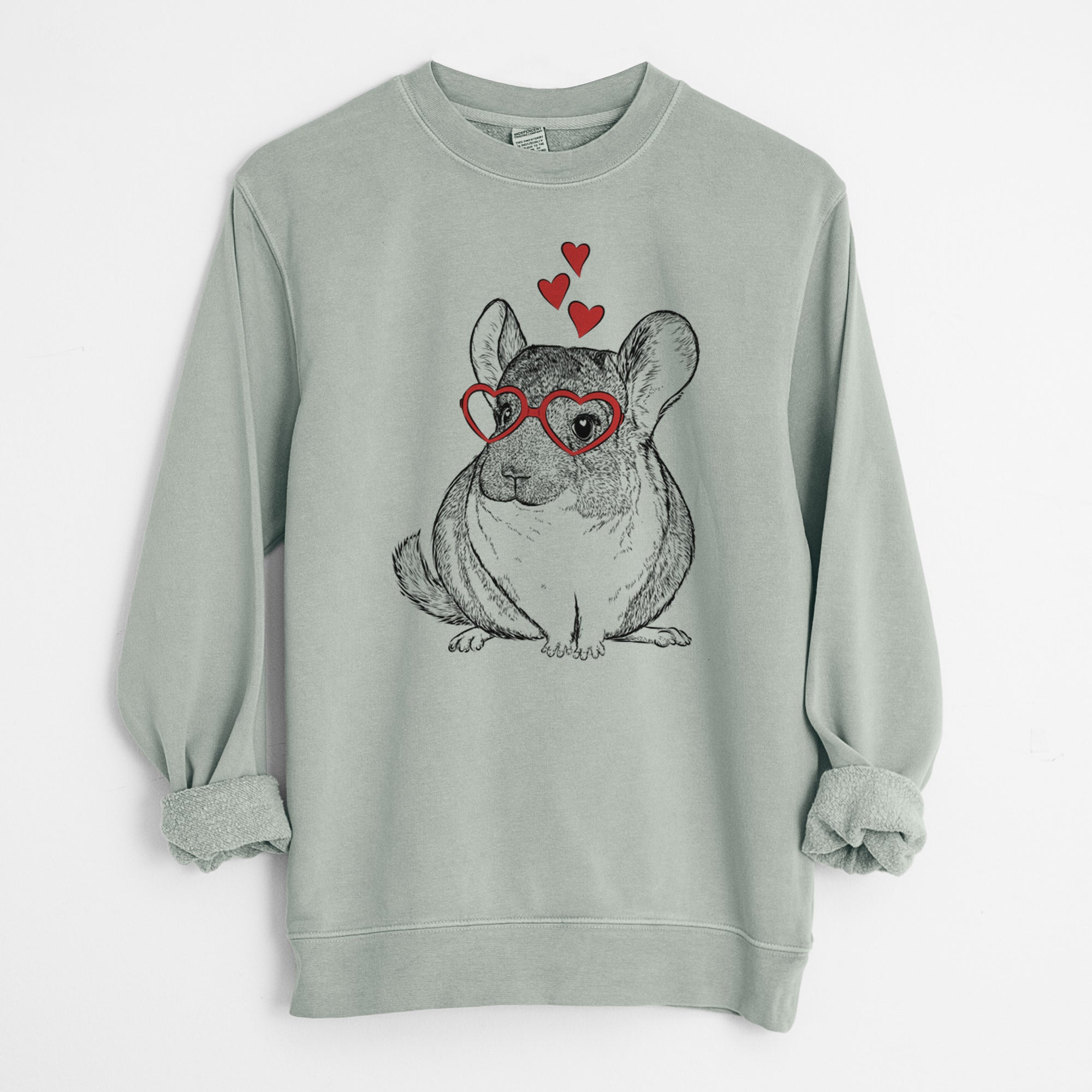 Valentine Cheddar the Chinchilla - Unisex Pigment Dyed Crew Sweatshirt