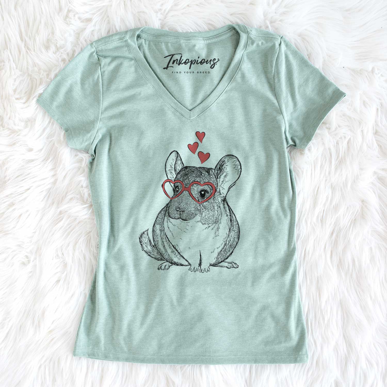 Valentine Cheddar the Chinchilla - Women's V-neck Shirt