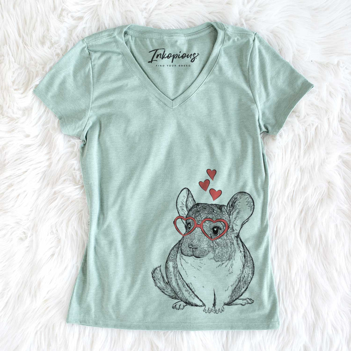 Valentine Cheddar the Chinchilla - Women&#39;s V-neck Shirt