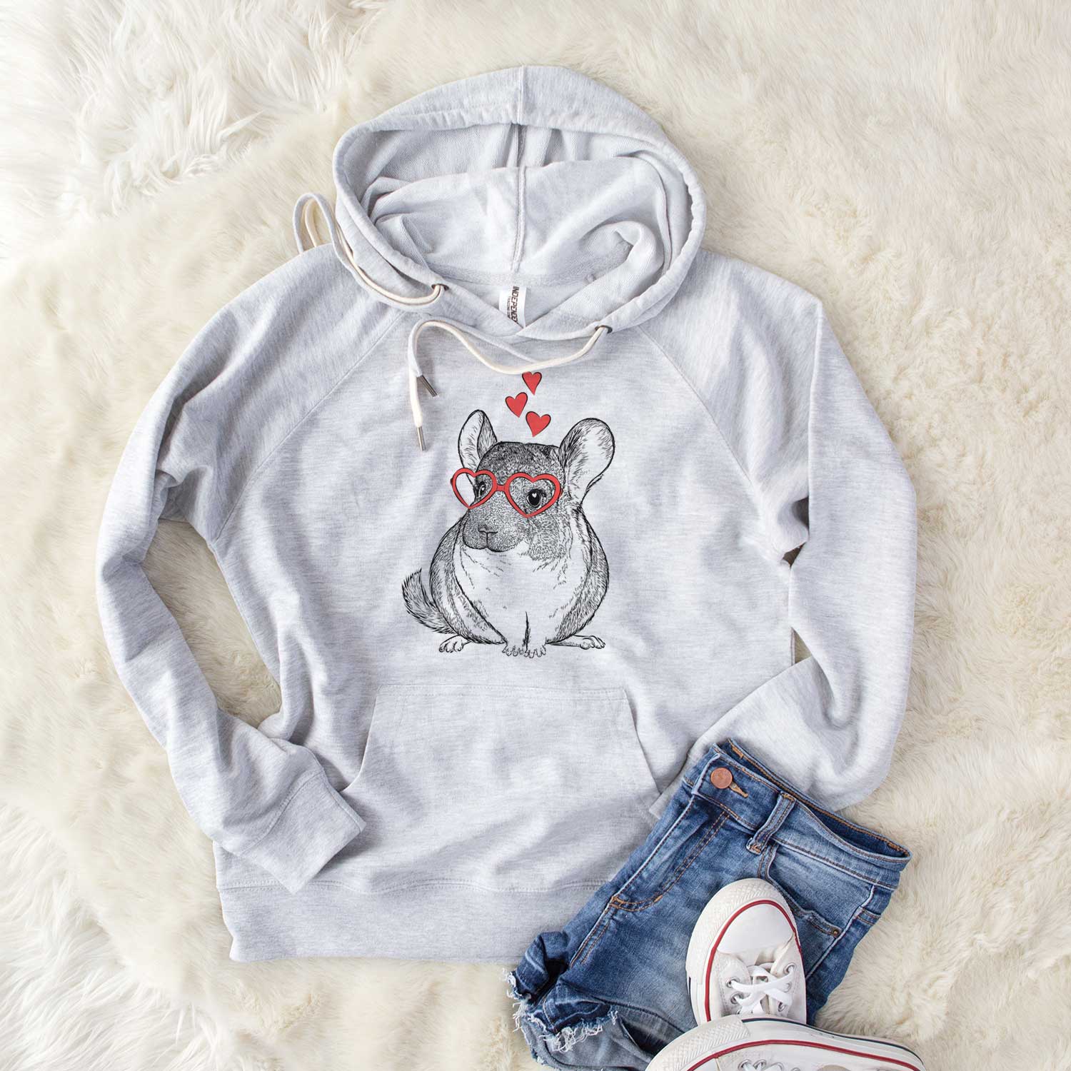 Valentine Cheddar the Chinchilla - Unisex Loopback Terry Hoodie