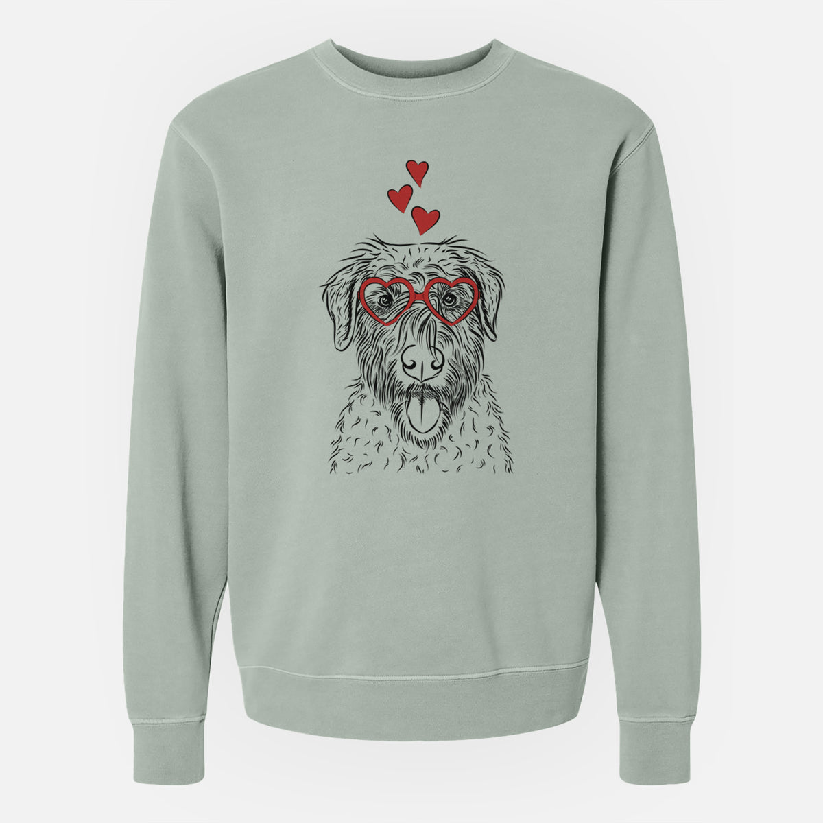 Valentine Chester the Soft Coated Wheaten Terrier - Unisex Pigment Dyed Crew Sweatshirt