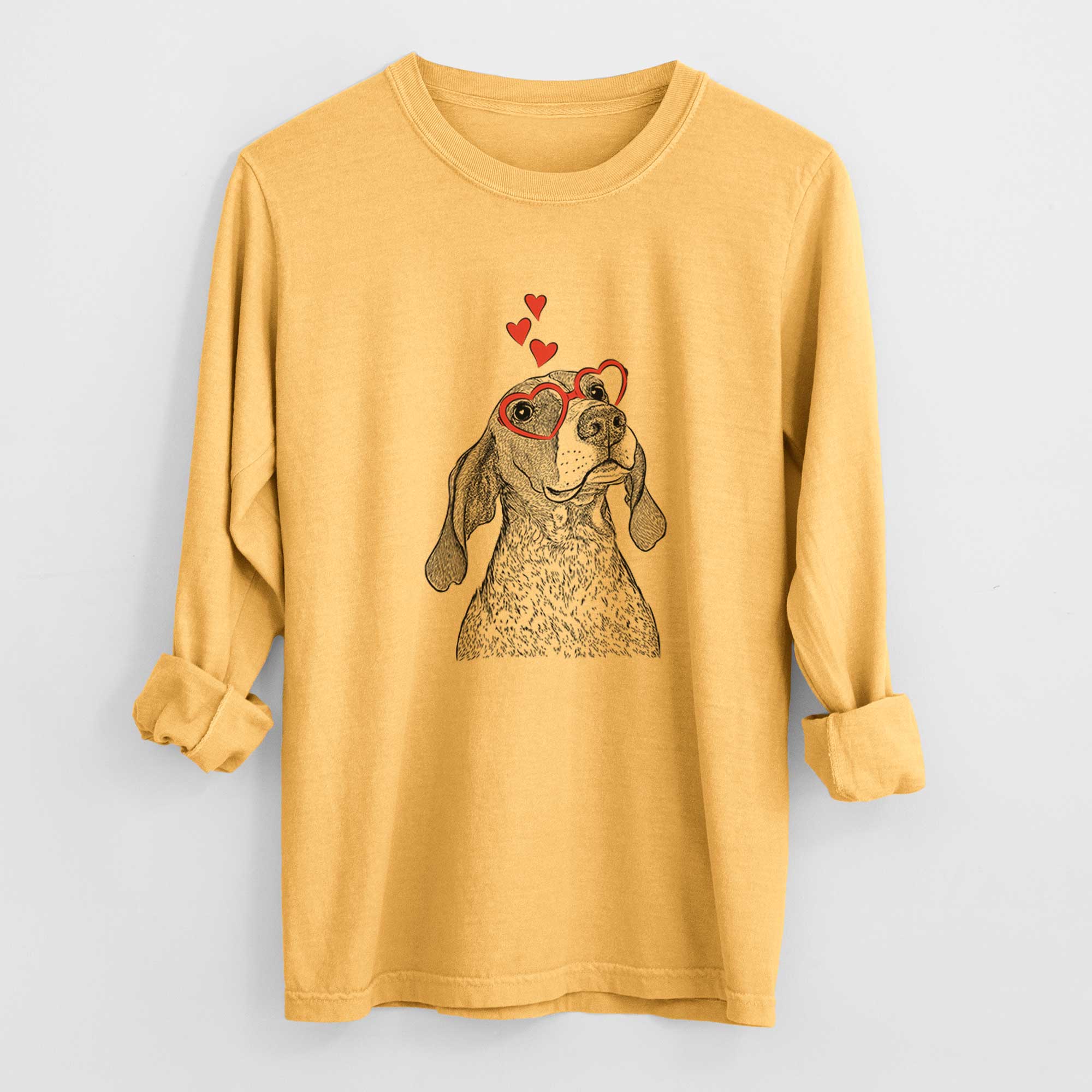 Valentine Chester the Red Tick Coonhound - Heavyweight 100% Cotton Long Sleeve