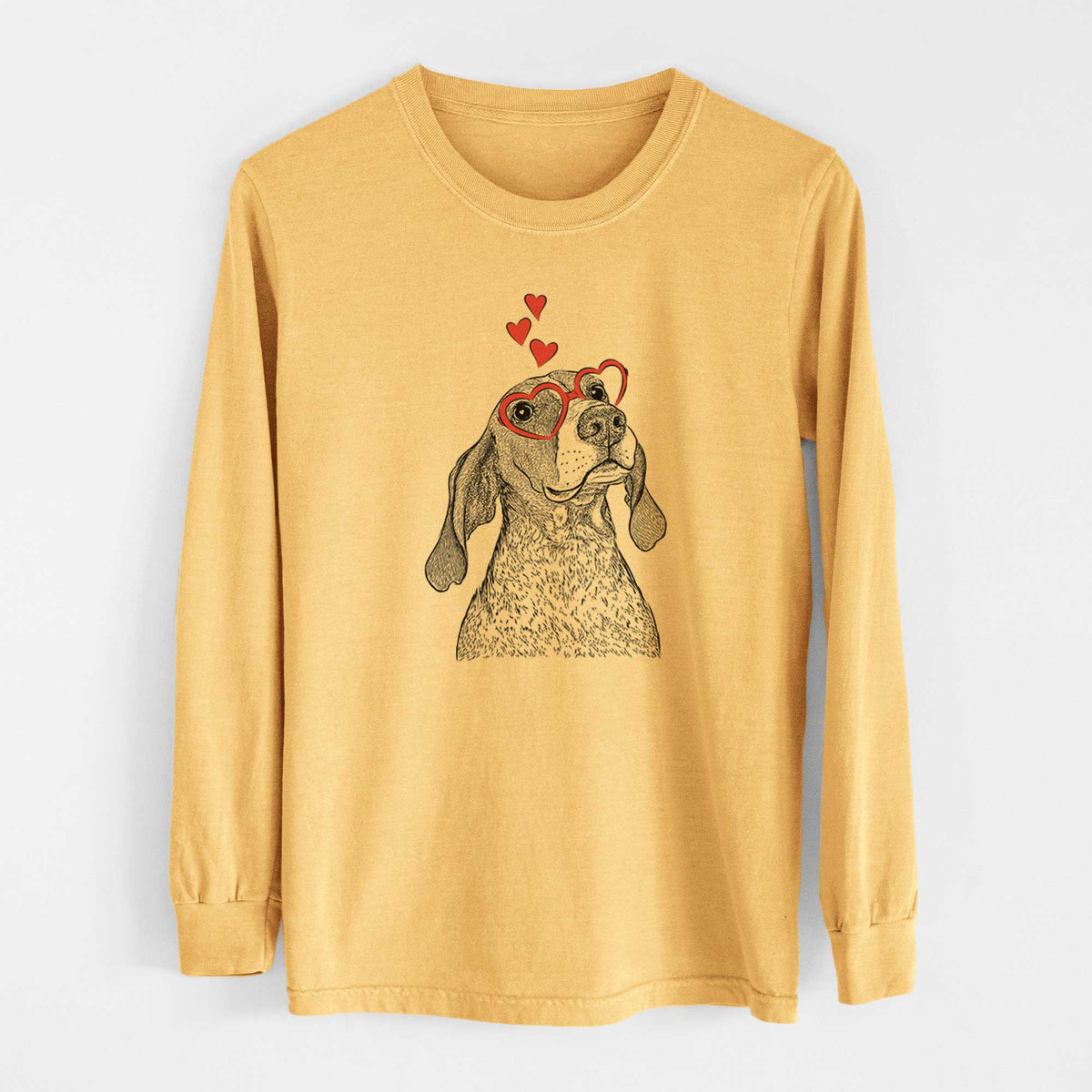 Valentine Chester the Red Tick Coonhound - Heavyweight 100% Cotton Long Sleeve