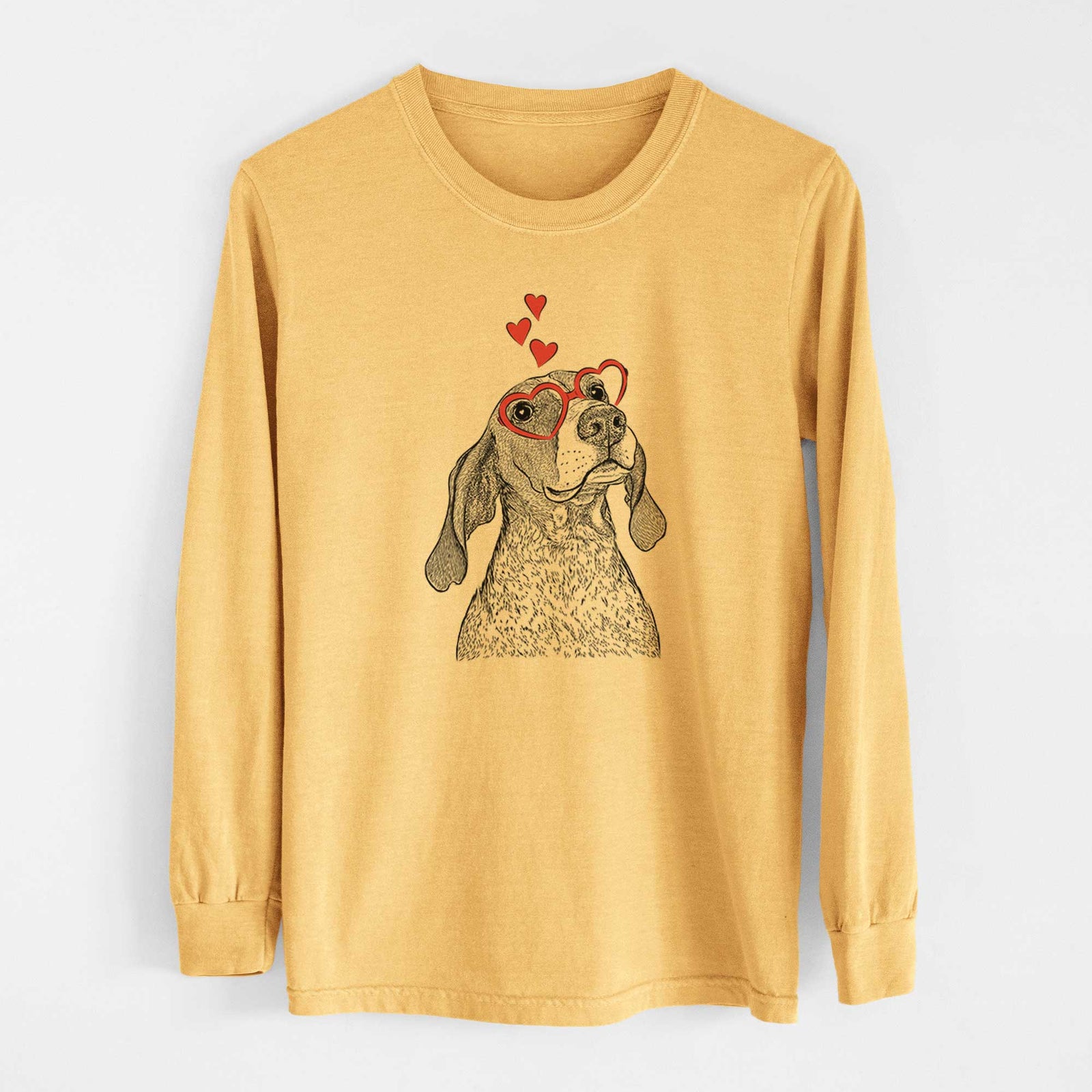 Valentine Chester the Red Tick Coonhound - Heavyweight 100% Cotton Long Sleeve
