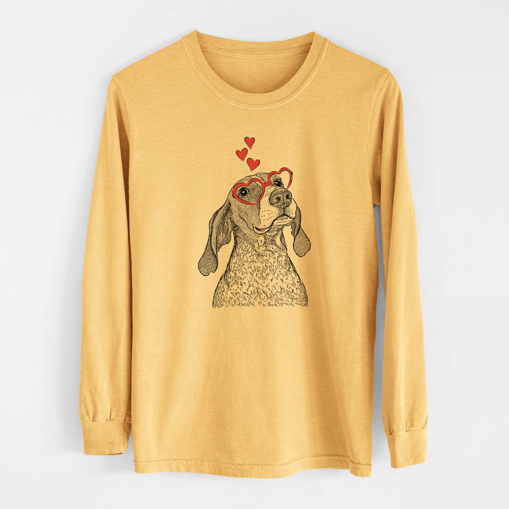 Valentine Chester the Red Tick Coonhound - Heavyweight 100% Cotton Long Sleeve