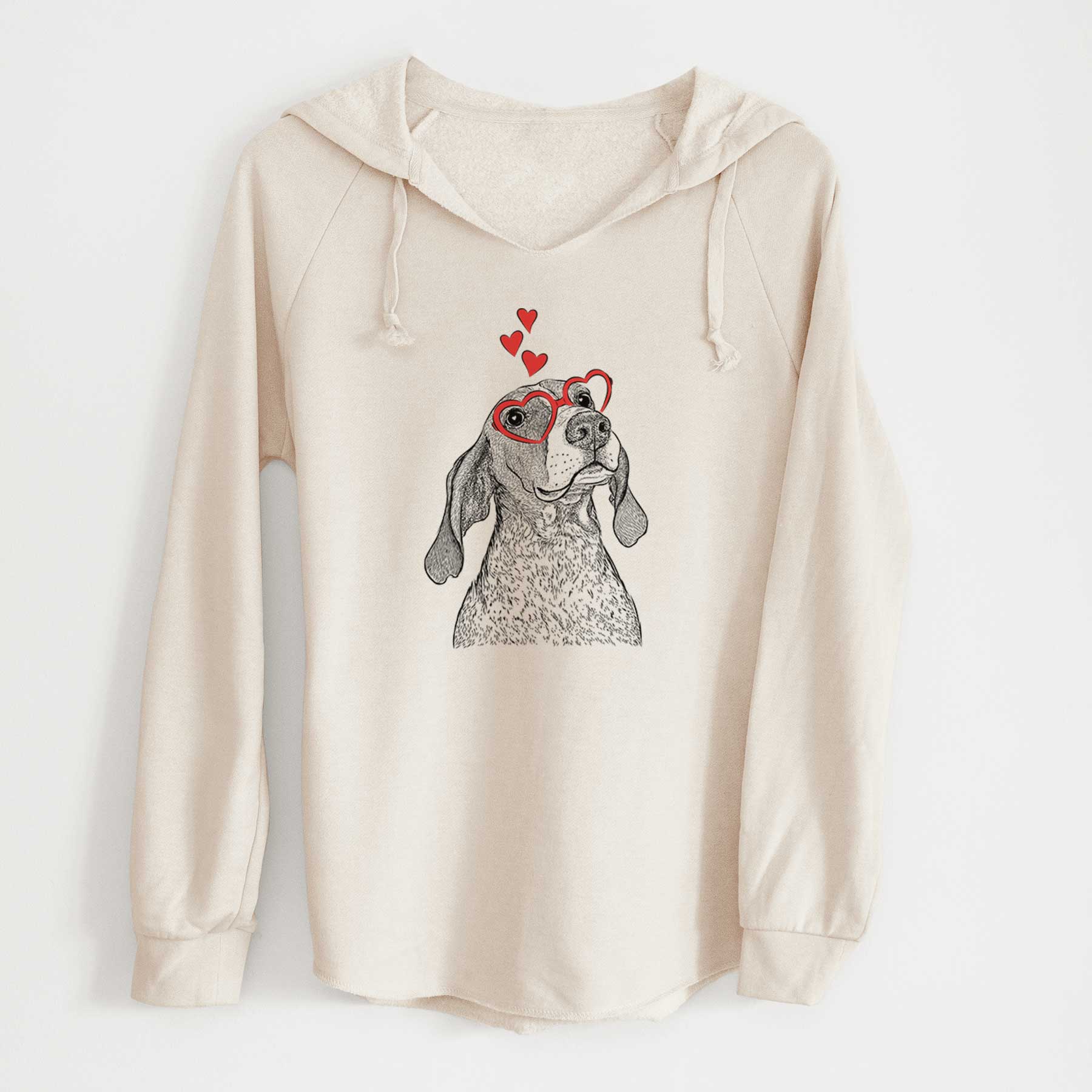 Valentine Chester the Red Tick Coonhound - Cali Wave Hooded Sweatshirt