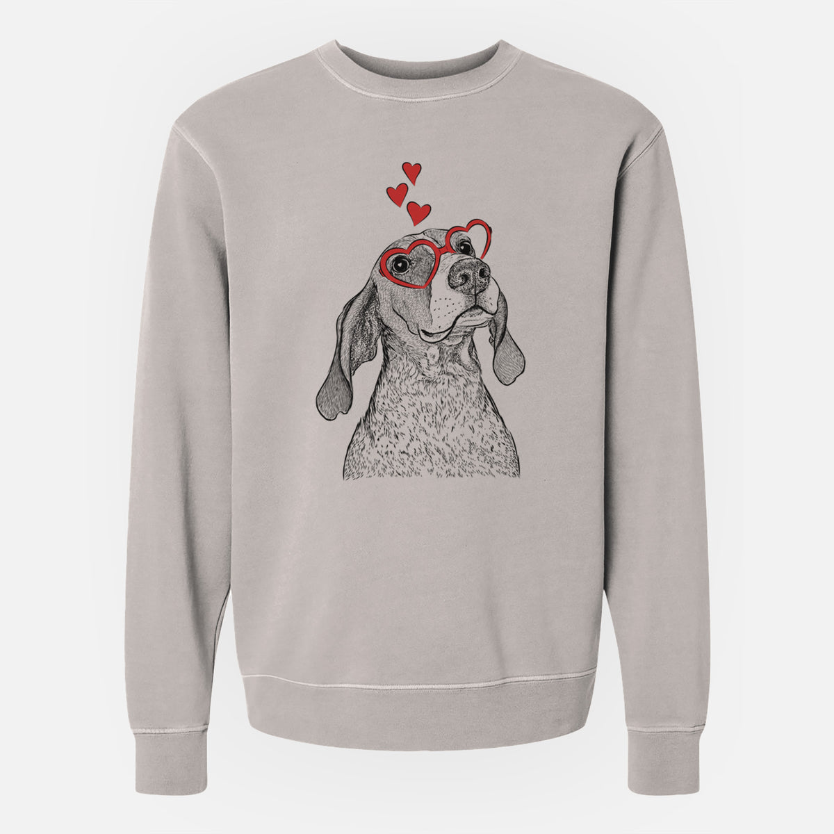 Valentine Chester the Red Tick Coonhound - Unisex Pigment Dyed Crew Sweatshirt
