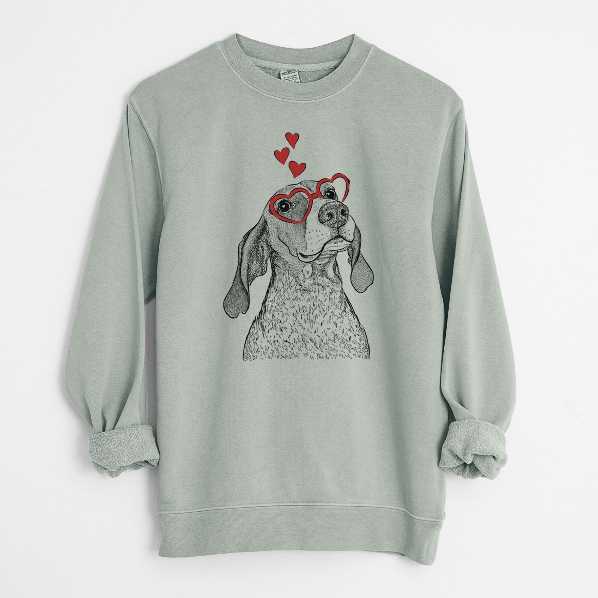 Valentine Chester the Red Tick Coonhound - Unisex Pigment Dyed Crew Sweatshirt