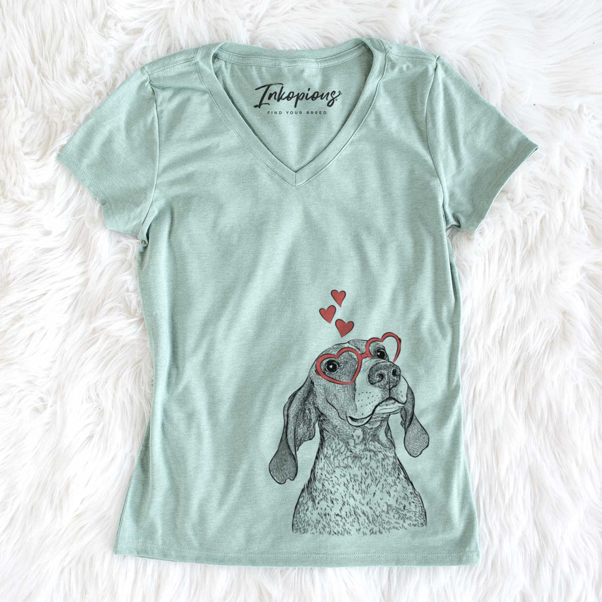 Valentine Chester the Red Tick Coonhound - Women&#39;s V-neck Shirt