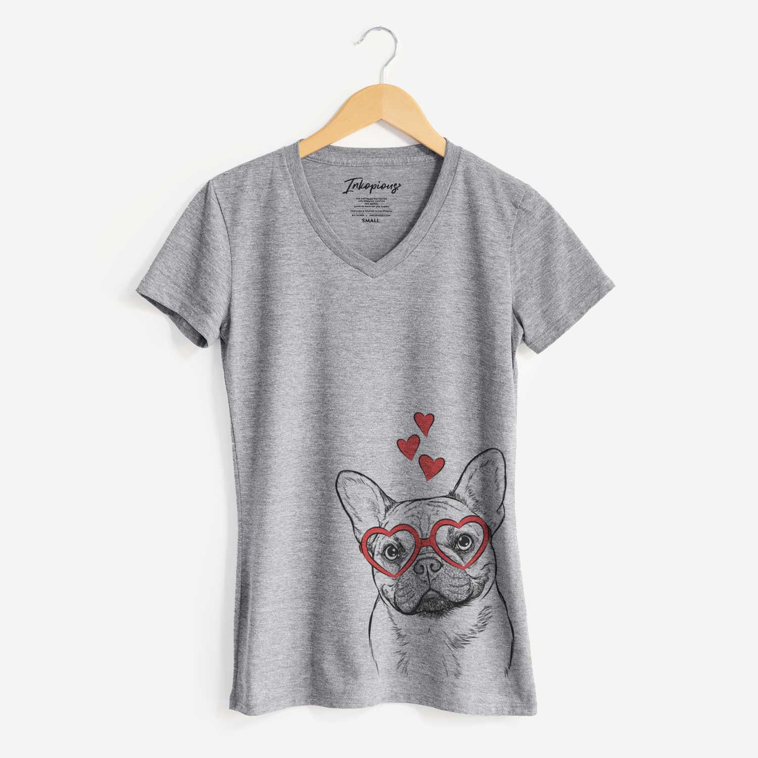 Valentine Chew Chew the French Bulldog - Women's V-neck Shirt