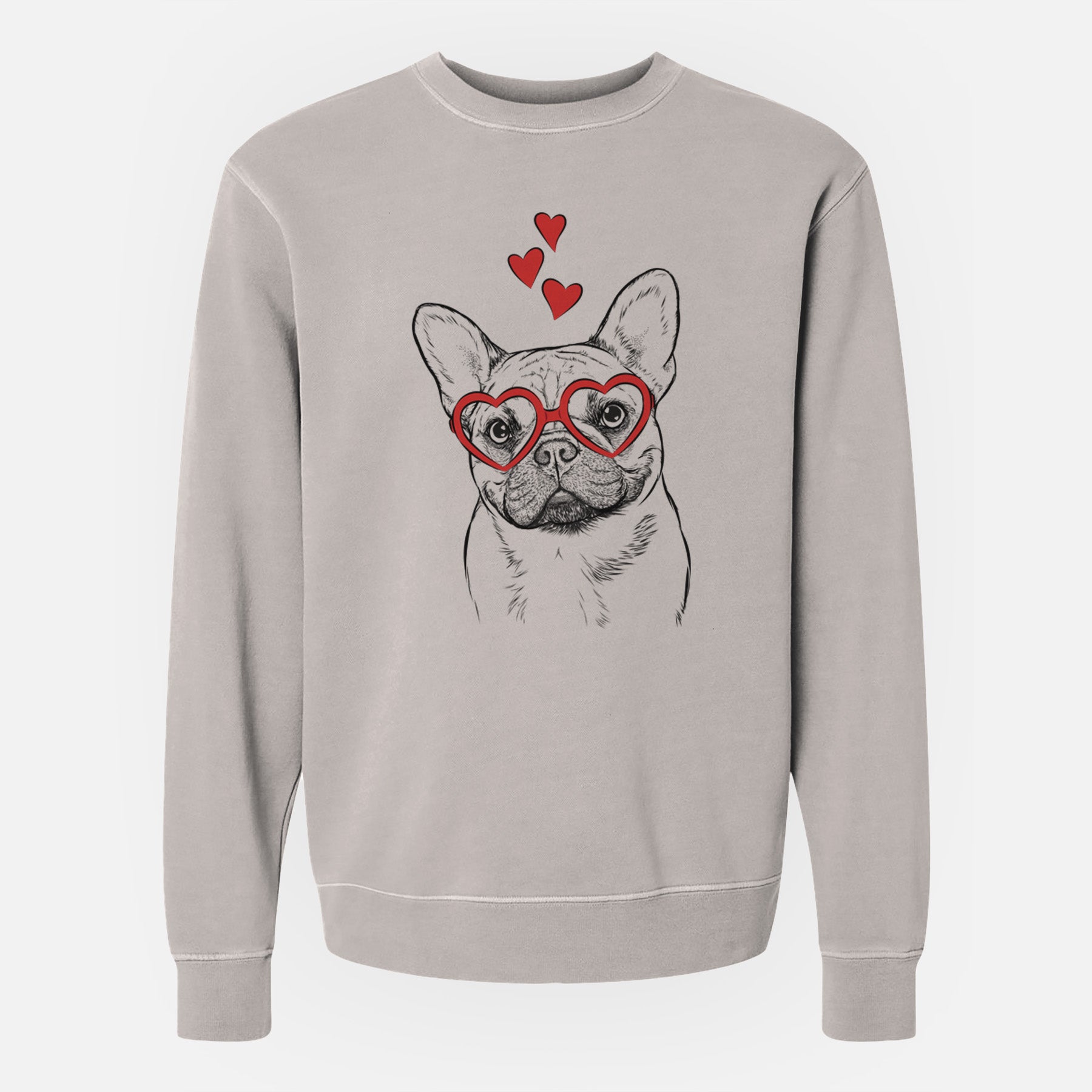 Valentine Chew Chew the French Bulldog - Unisex Pigment Dyed Crew Sweatshirt