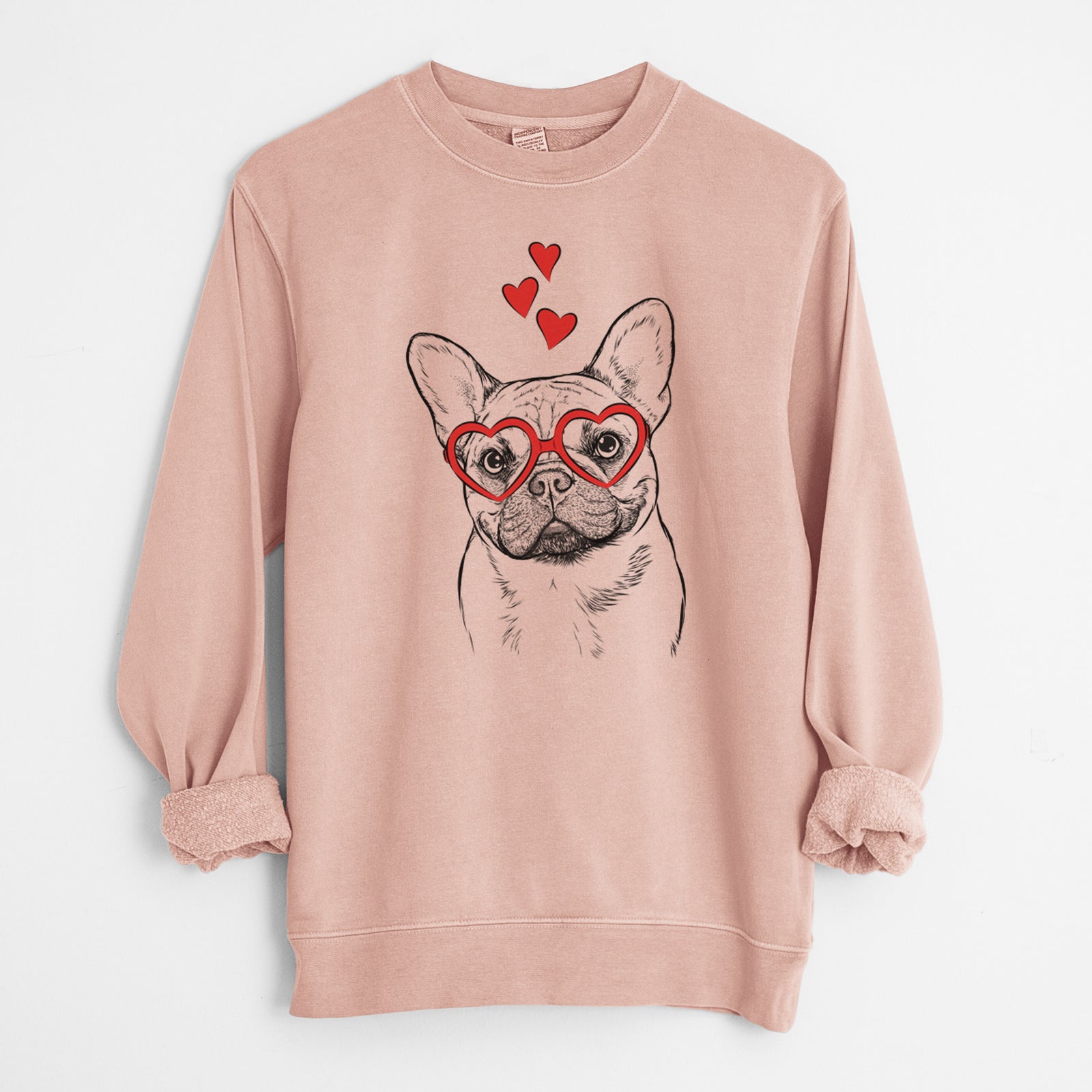 Valentine Chew Chew the French Bulldog - Unisex Pigment Dyed Crew Sweatshirt