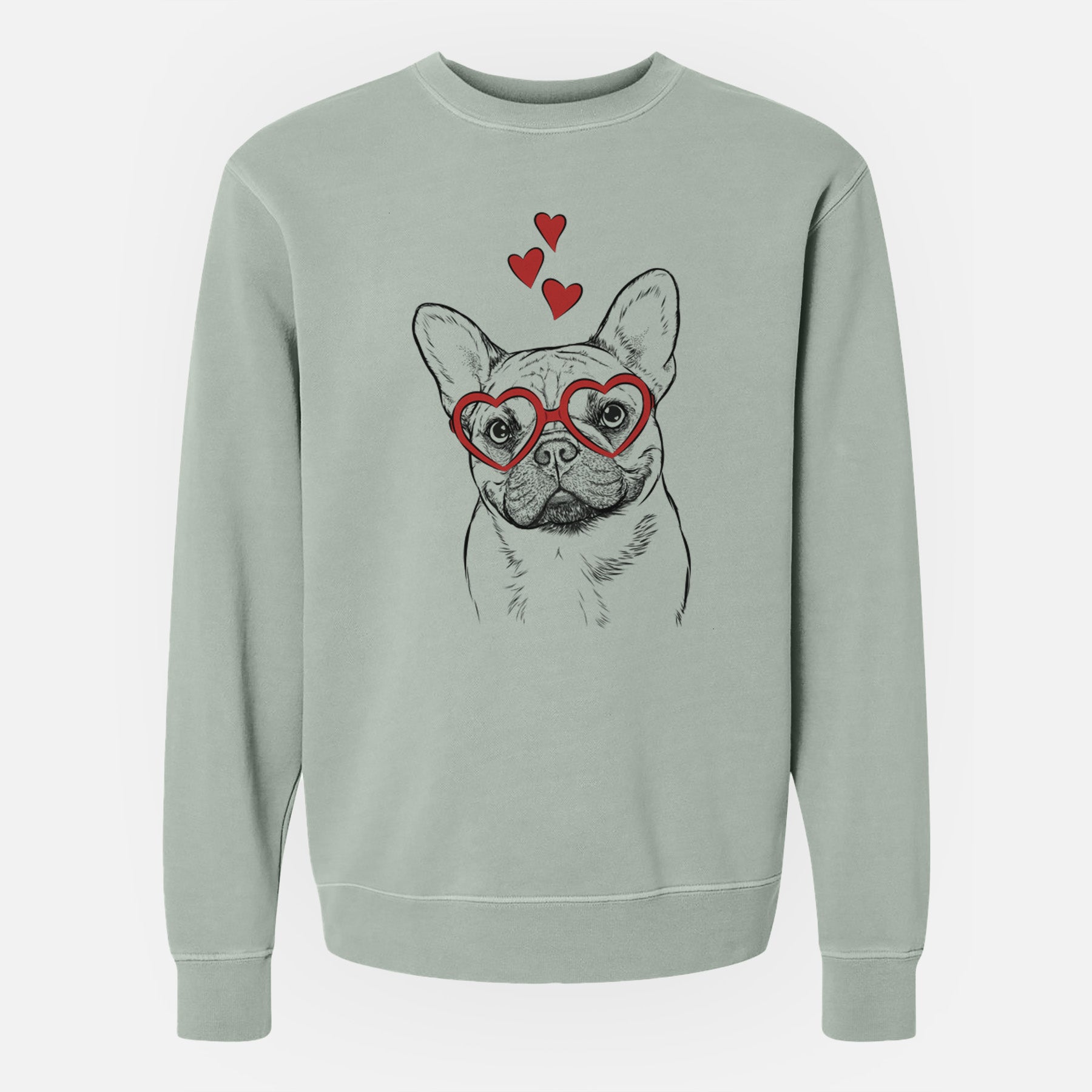 Valentine Chew Chew the French Bulldog - Unisex Pigment Dyed Crew Sweatshirt