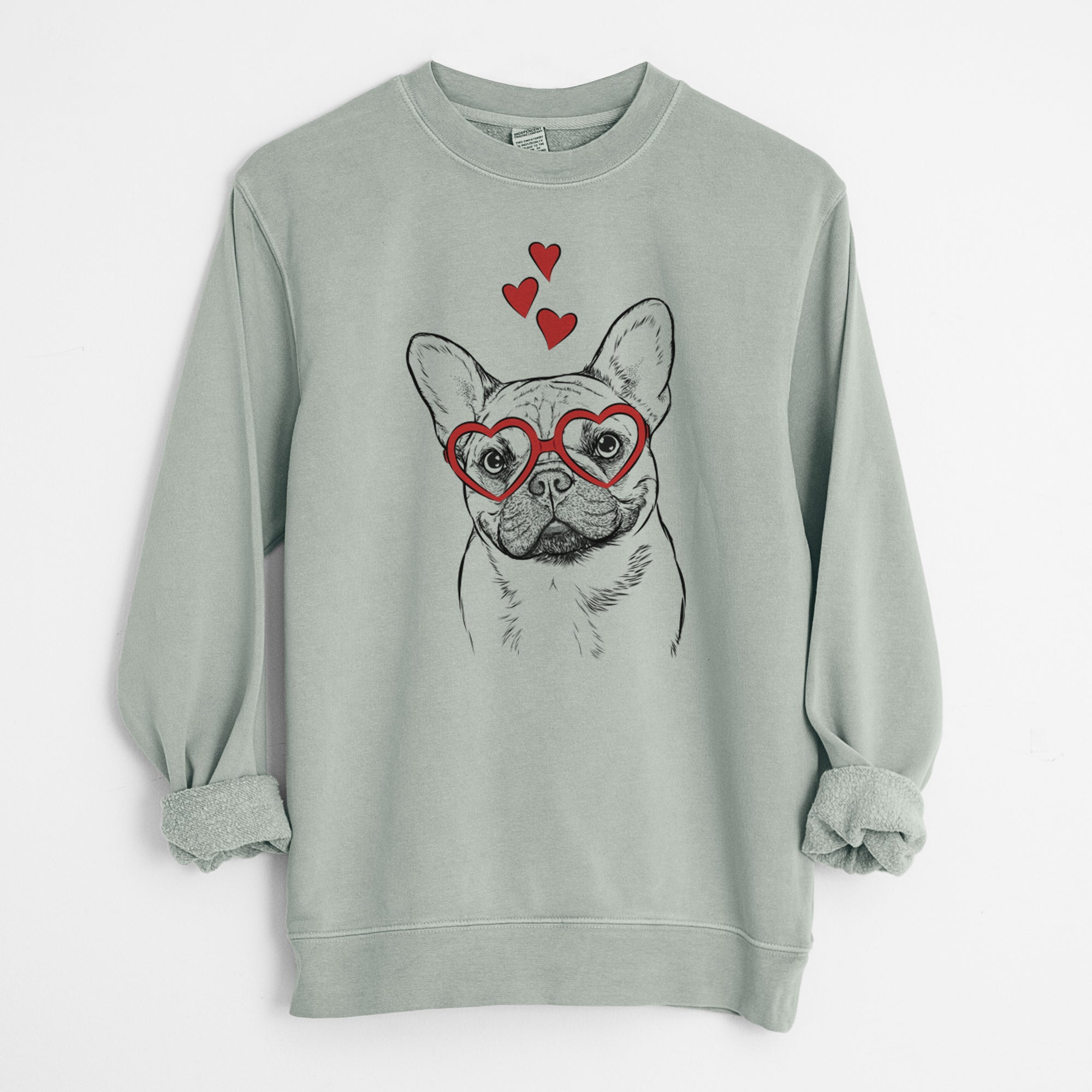 Valentine Chew Chew the French Bulldog - Unisex Pigment Dyed Crew Sweatshirt