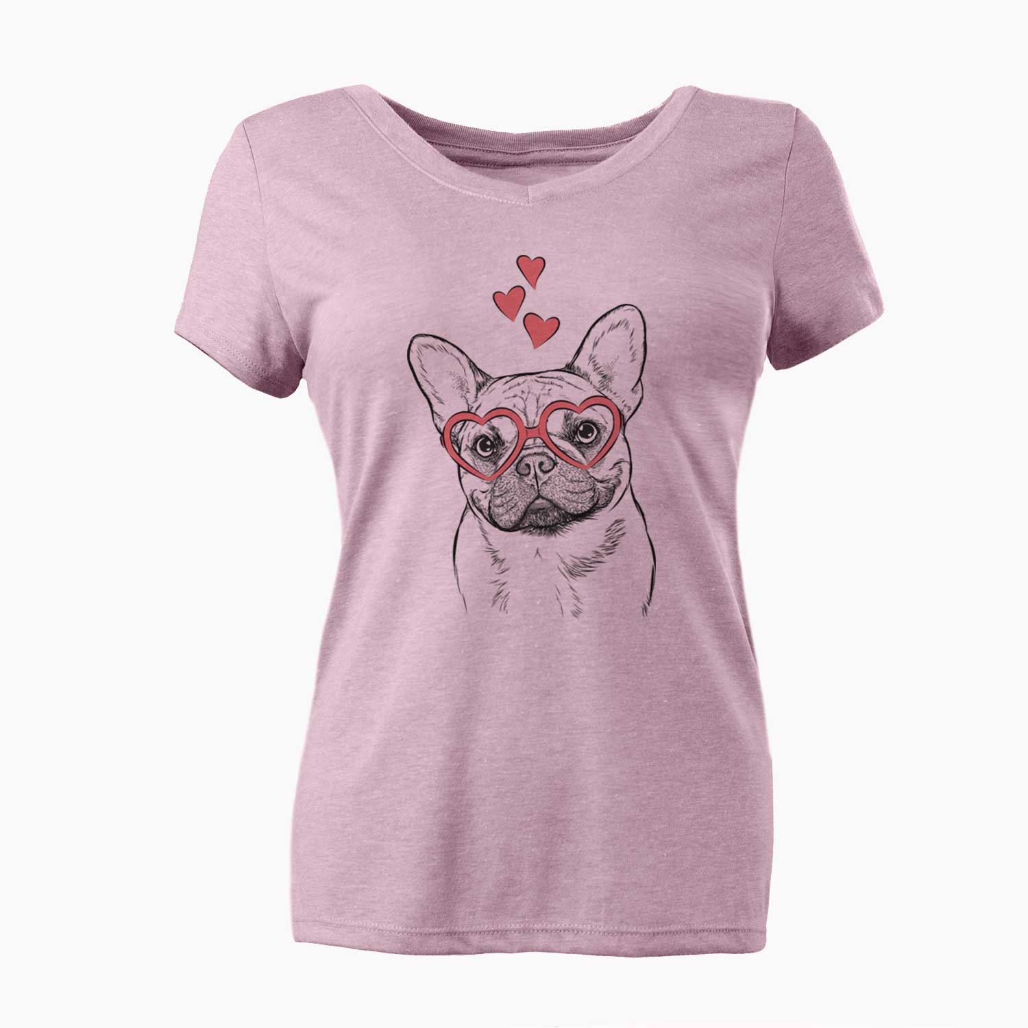 Valentine Chew Chew the French Bulldog - Women's V-neck Shirt