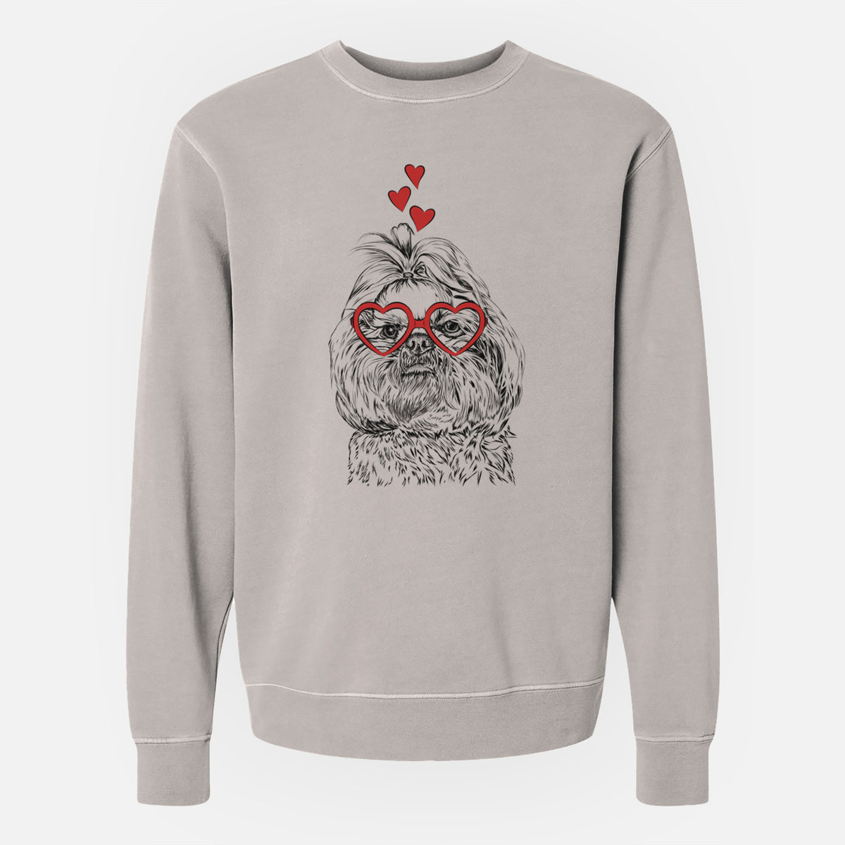 Valentine Chewie the Shih Tzu - Unisex Pigment Dyed Crew Sweatshirt