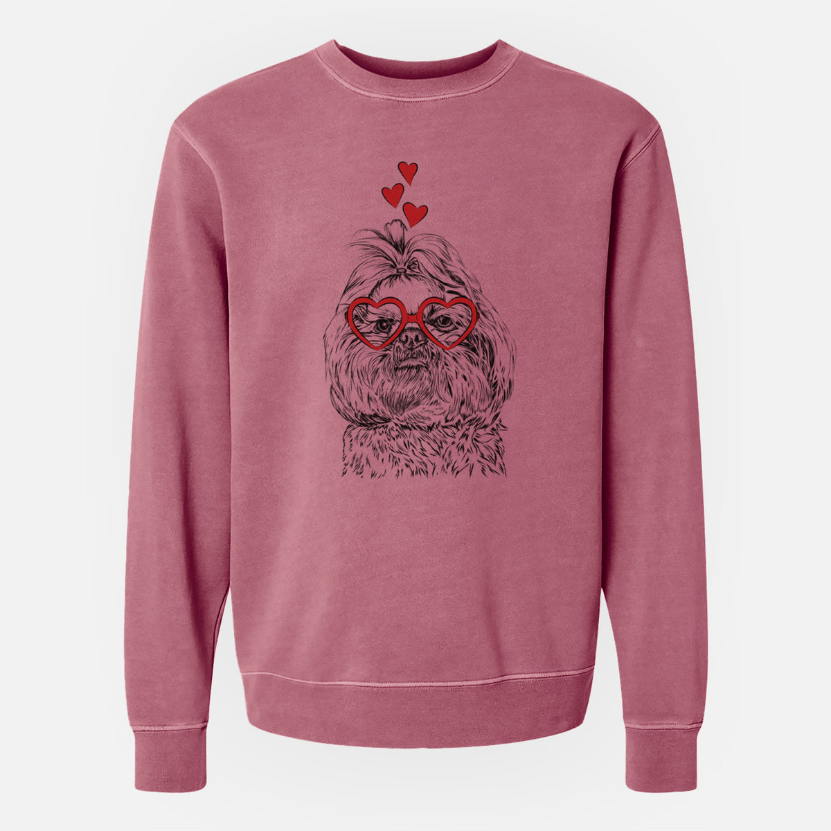 Valentine Chewie the Shih Tzu - Unisex Pigment Dyed Crew Sweatshirt