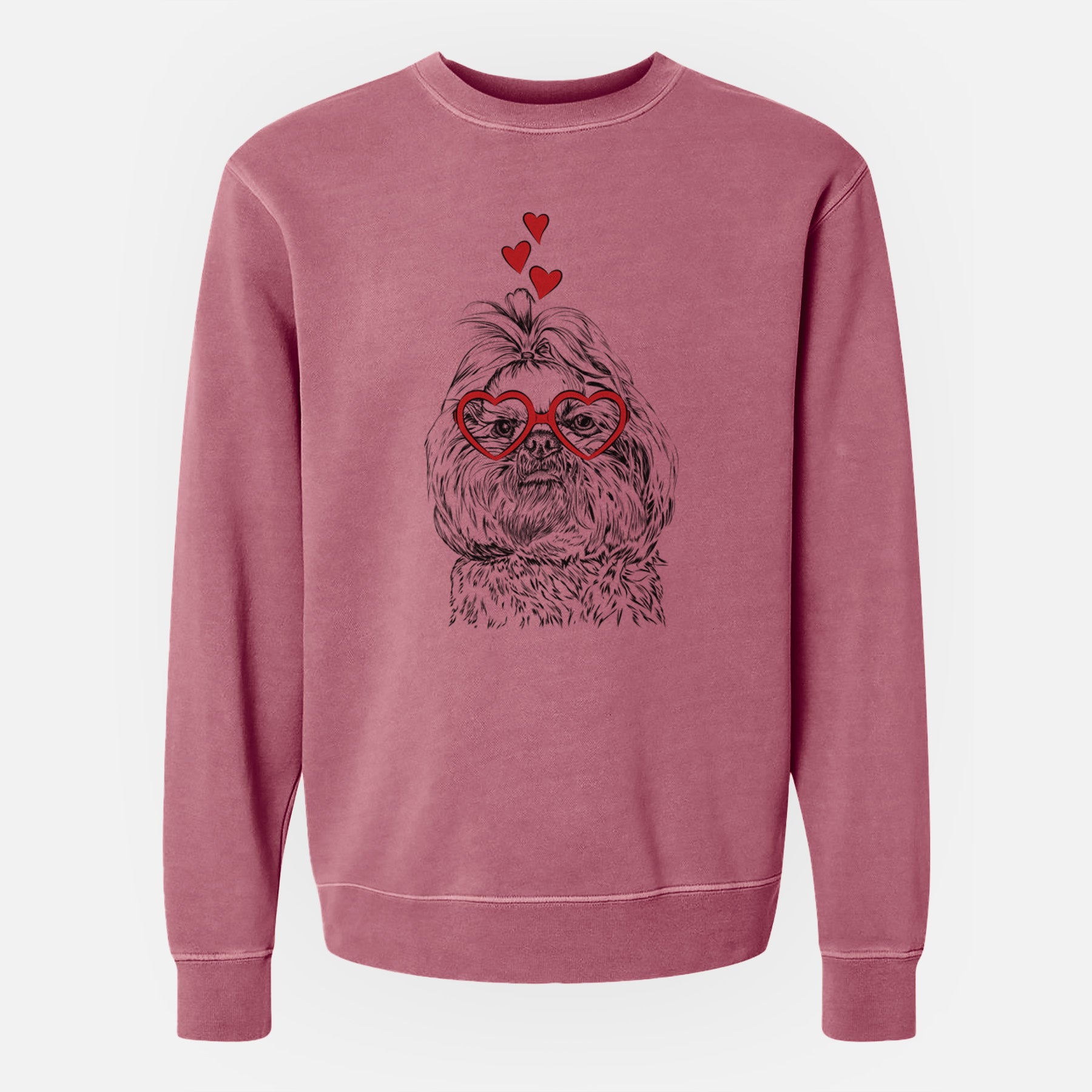 Valentine Chewie the Shih Tzu - Unisex Pigment Dyed Crew Sweatshirt